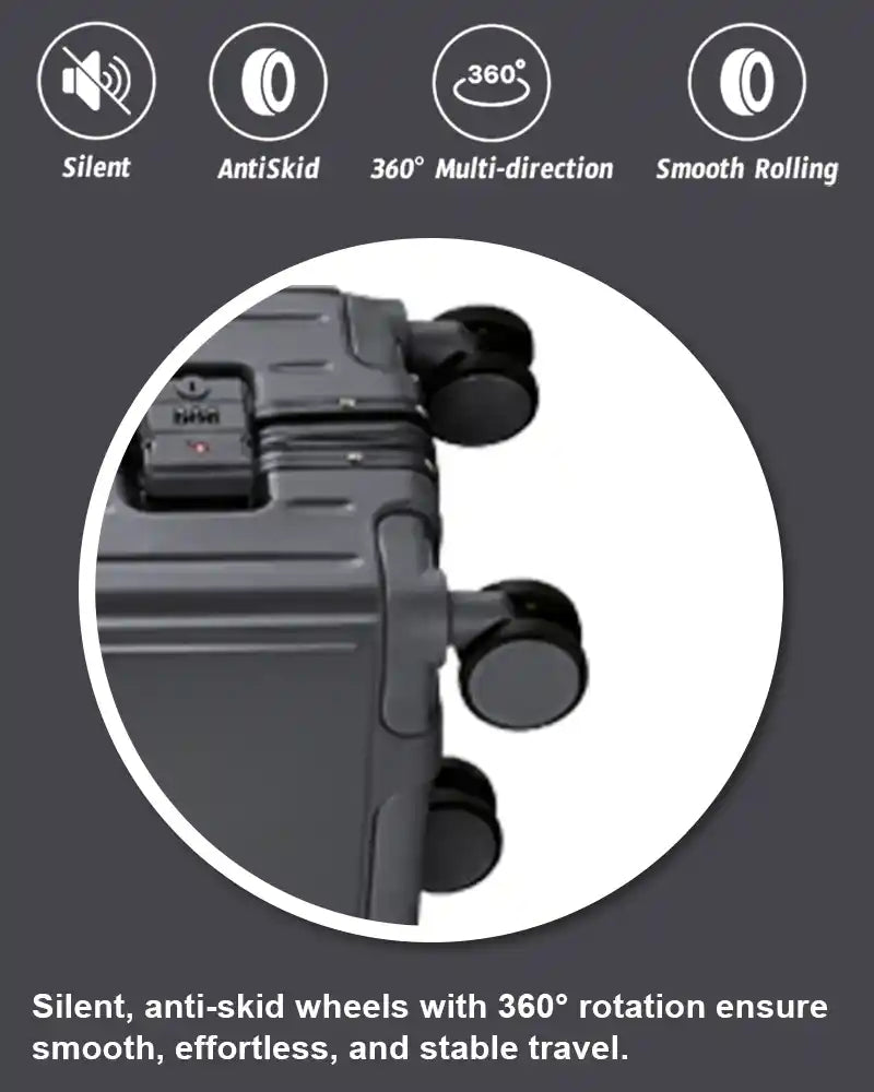 Polite Wide Handle Hard Shell Aluminium Lightweight Cabin Luggage with Smooth Silent Spinner Wheels