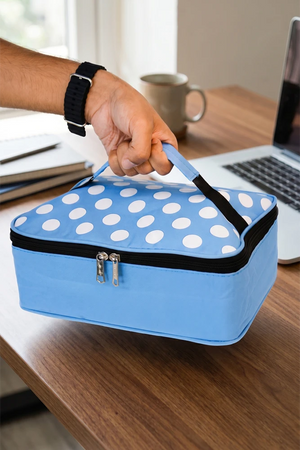 Polka Dotted Insulated Square Lunch Bag