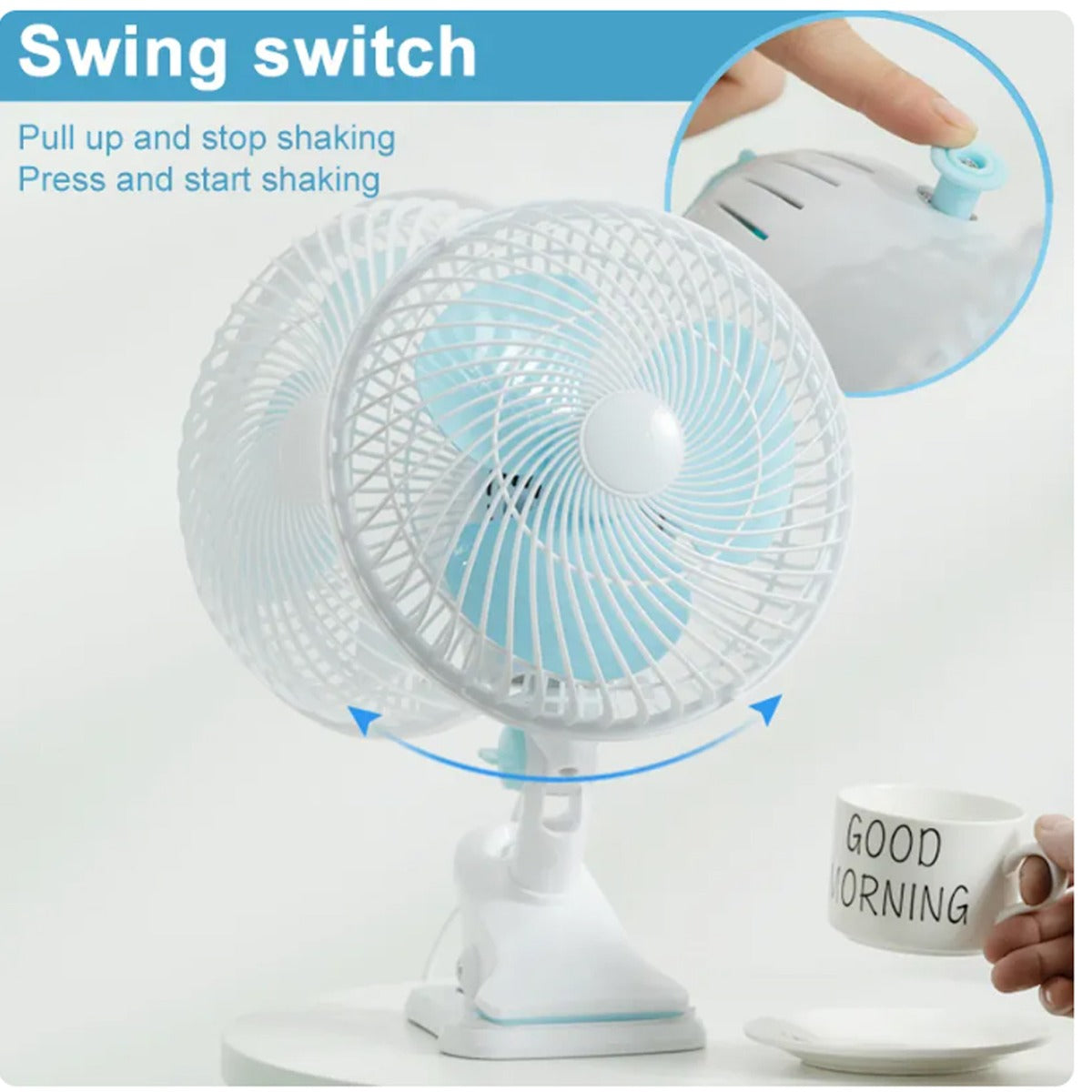 Portable Clipping Swing Fan | Medium Size Fan Zaappy.com