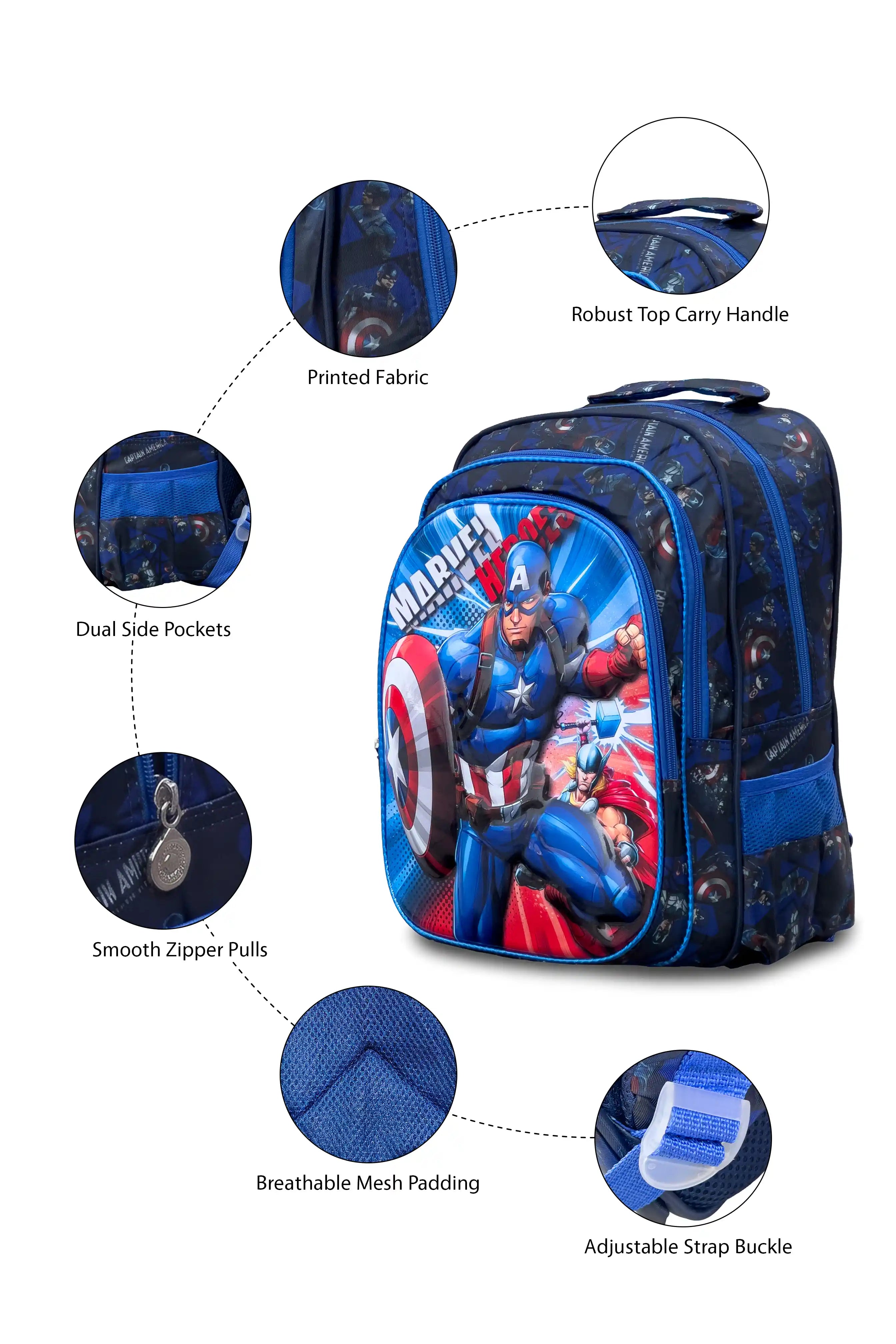 16 Inch Character Printed School Bag for 4 to 12 Years, Lightweight with Adjustable Strap Buckle