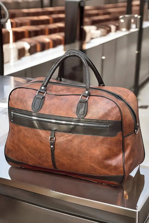 Premium PU Leather Outdoor Travel Bag for Men and Women | Stylish and Durable Weekend Duffel Bag