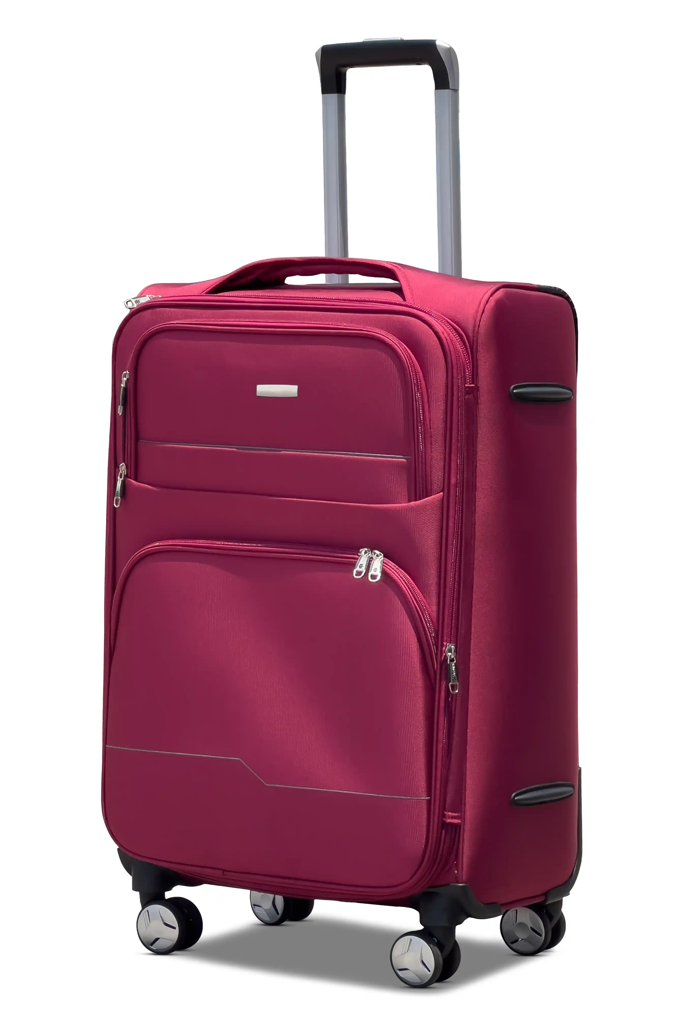 20 Inch Cabin Size Carry On Prestige Premium Nylon Expandable Lightweight Soft Shell Luggage Bag With Combination Lock And Telescopic Handle