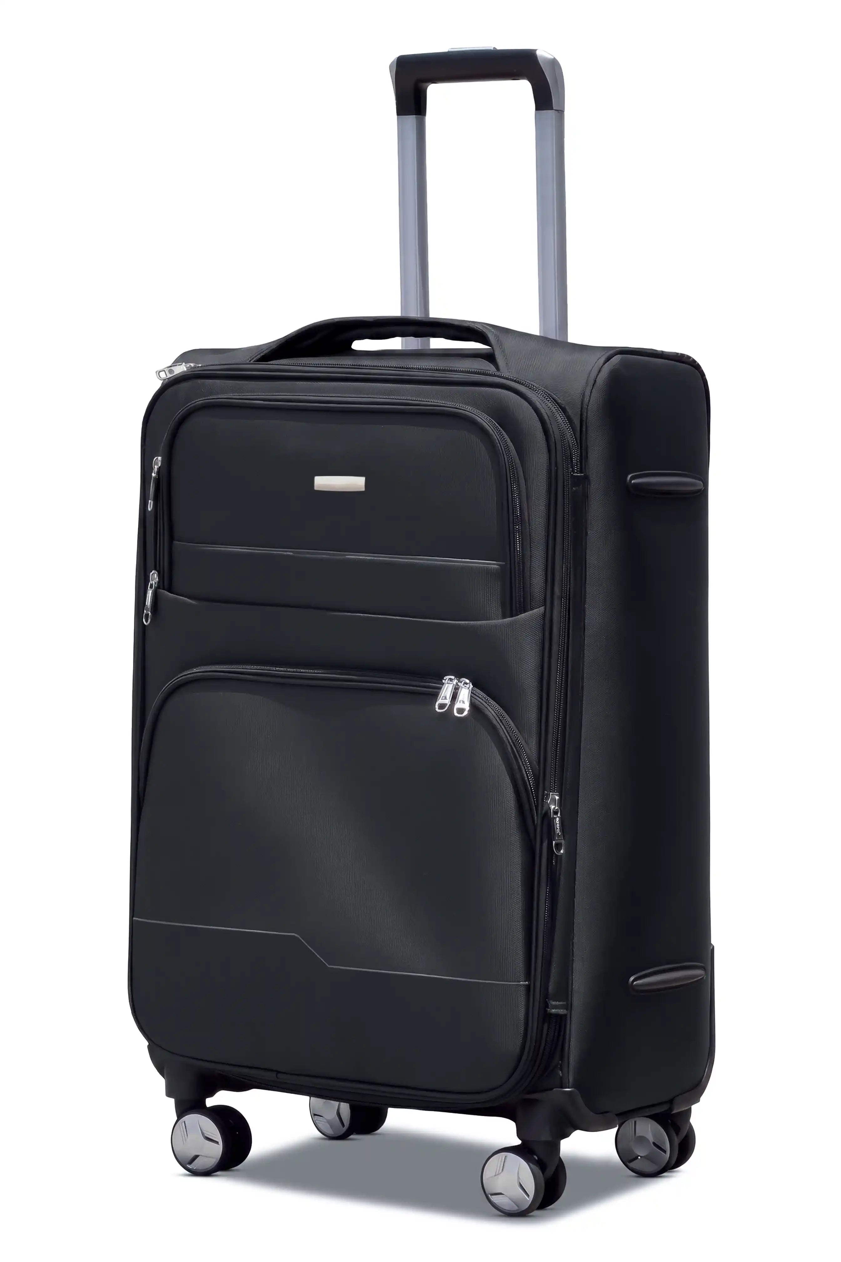 20 Inch Cabin Size Carry On Prestige Premium Nylon Expandable Lightweight Soft Shell Luggage Bag With Combination Lock And Telescopic Handle