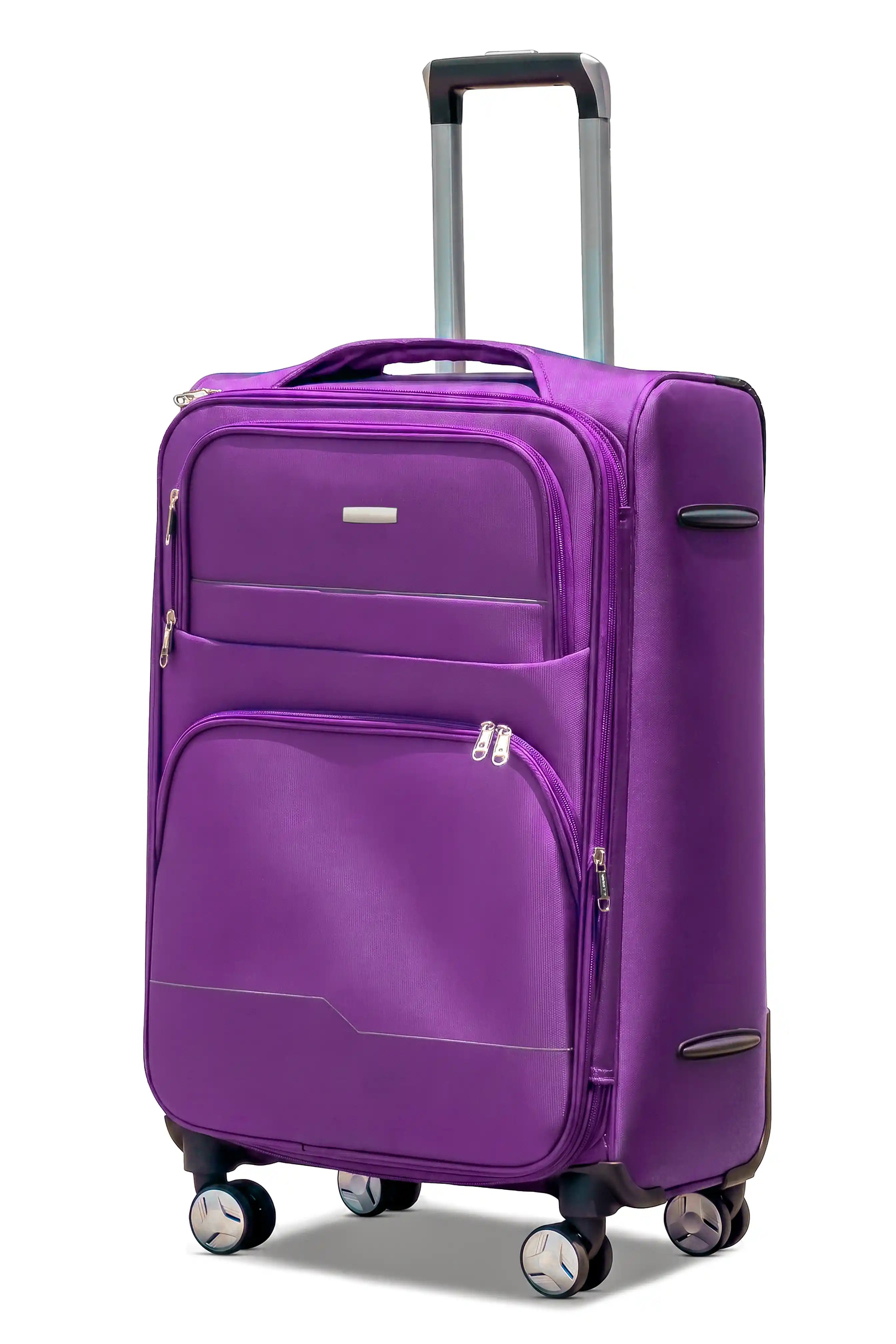 20 Inch Cabin Size Carry On Prestige Premium Nylon Expandable Lightweight Soft Shell Luggage Bag With Combination Lock And Telescopic Handle