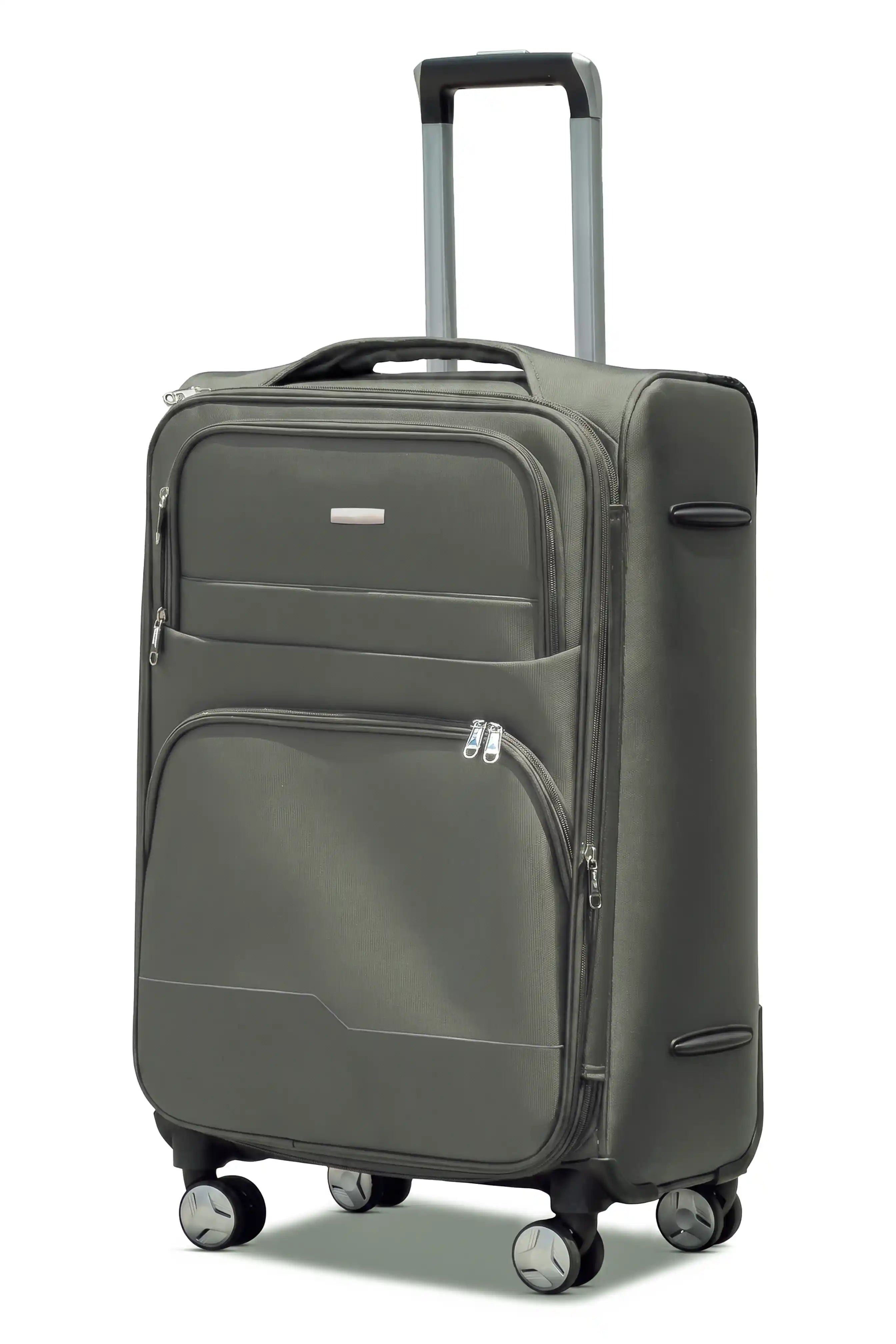 20 Inch Cabin Size Carry On Prestige Premium Nylon Expandable Lightweight Soft Shell Luggage Bag With Combination Lock And Telescopic Handle