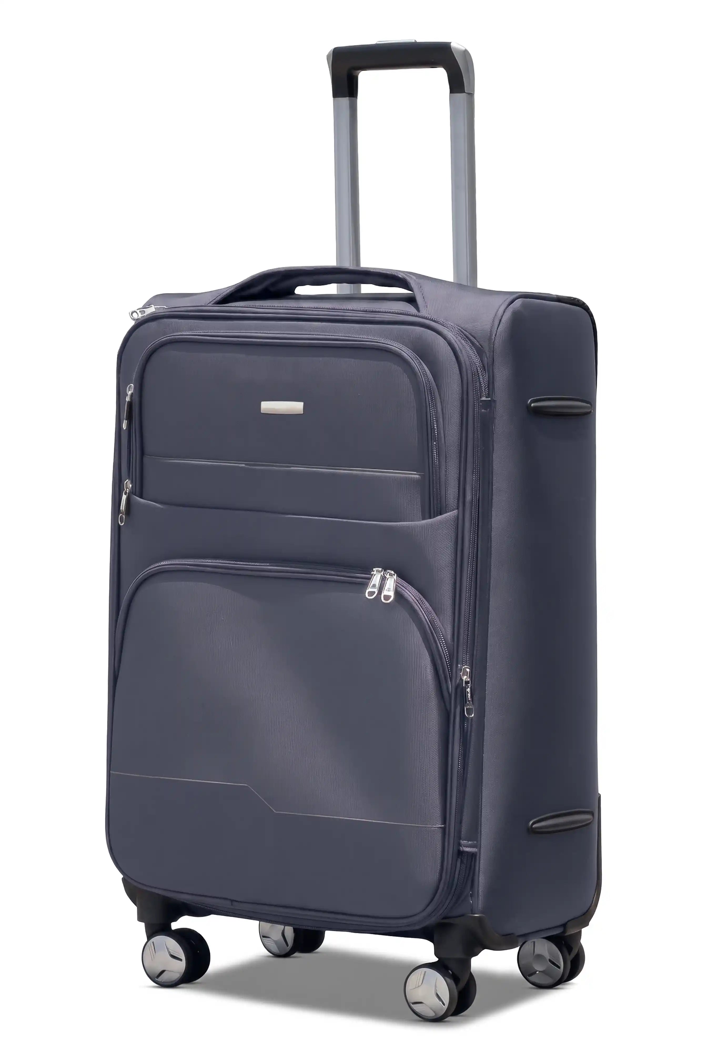 20 Inch Cabin Size Carry On Prestige Premium Nylon Expandable Lightweight Soft Shell Luggage Bag With Combination Lock And Telescopic Handle