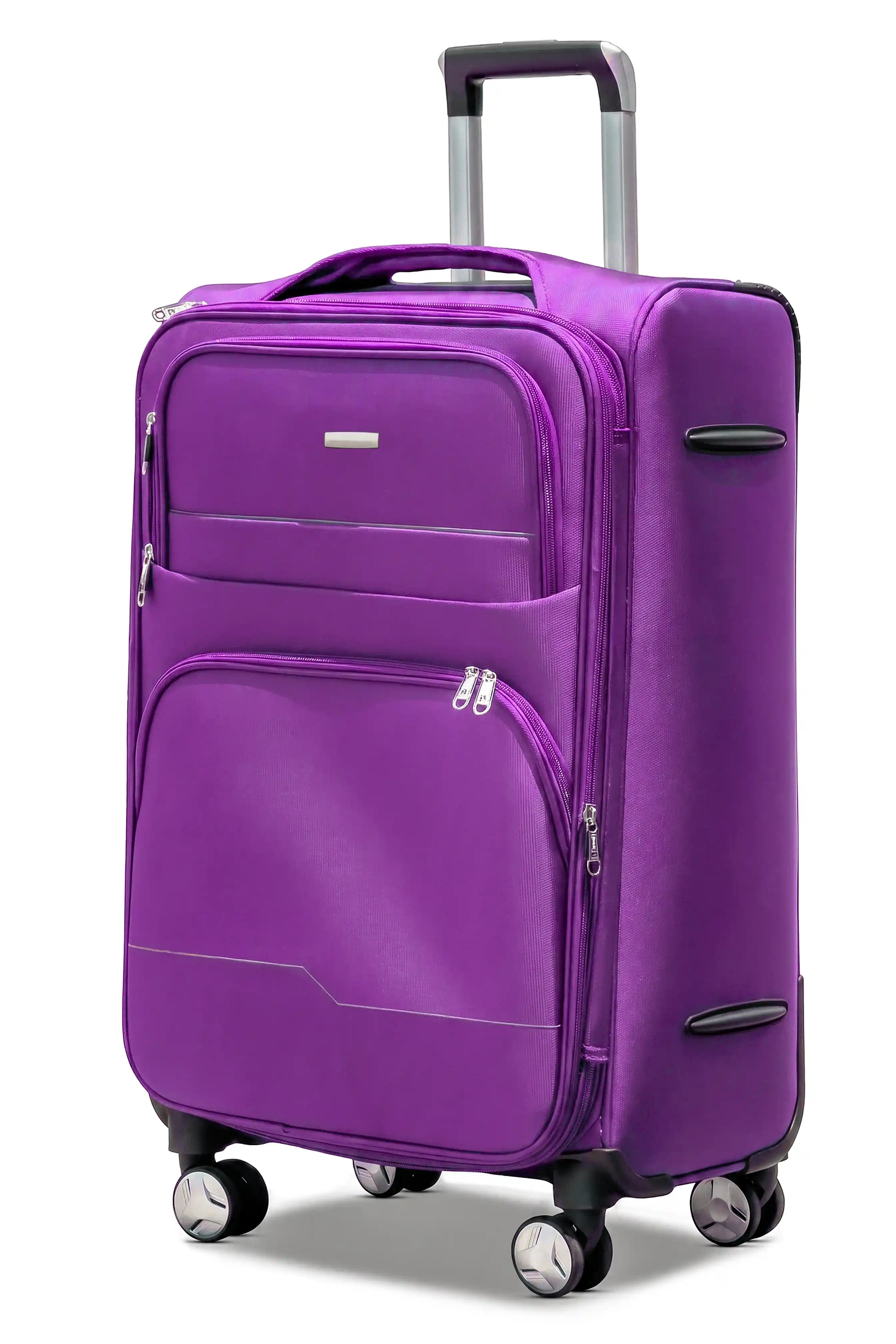 24 Inch Medium Size Checked In Prestige Premium Nylon Expandable Lightweight Soft Shell Luggage Bag With Combination Lock And Telescopic Handle