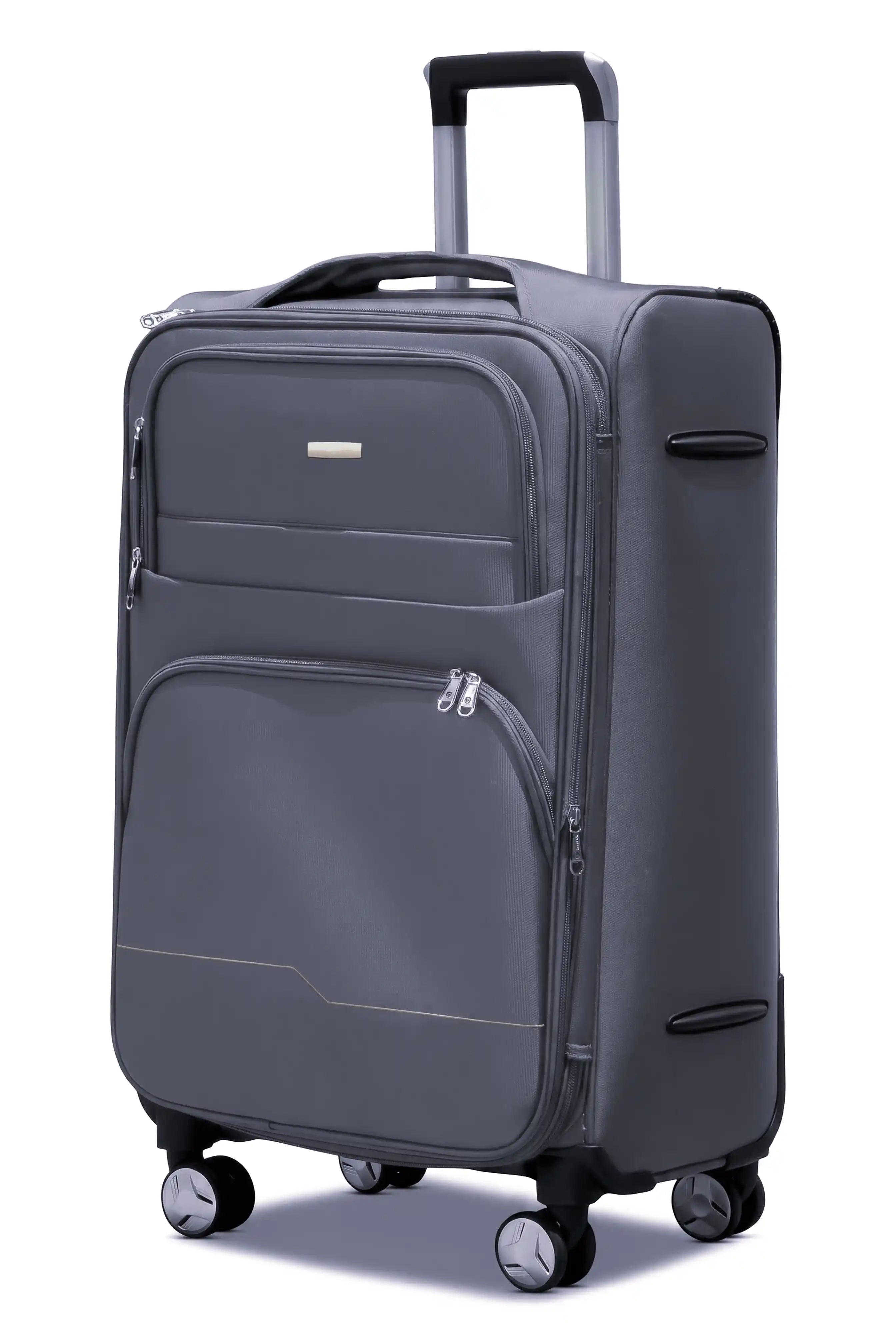 24 Inch Medium Size Checked In Prestige Premium Nylon Expandable Lightweight Soft Shell Luggage Bag With Combination Lock And Telescopic Handle