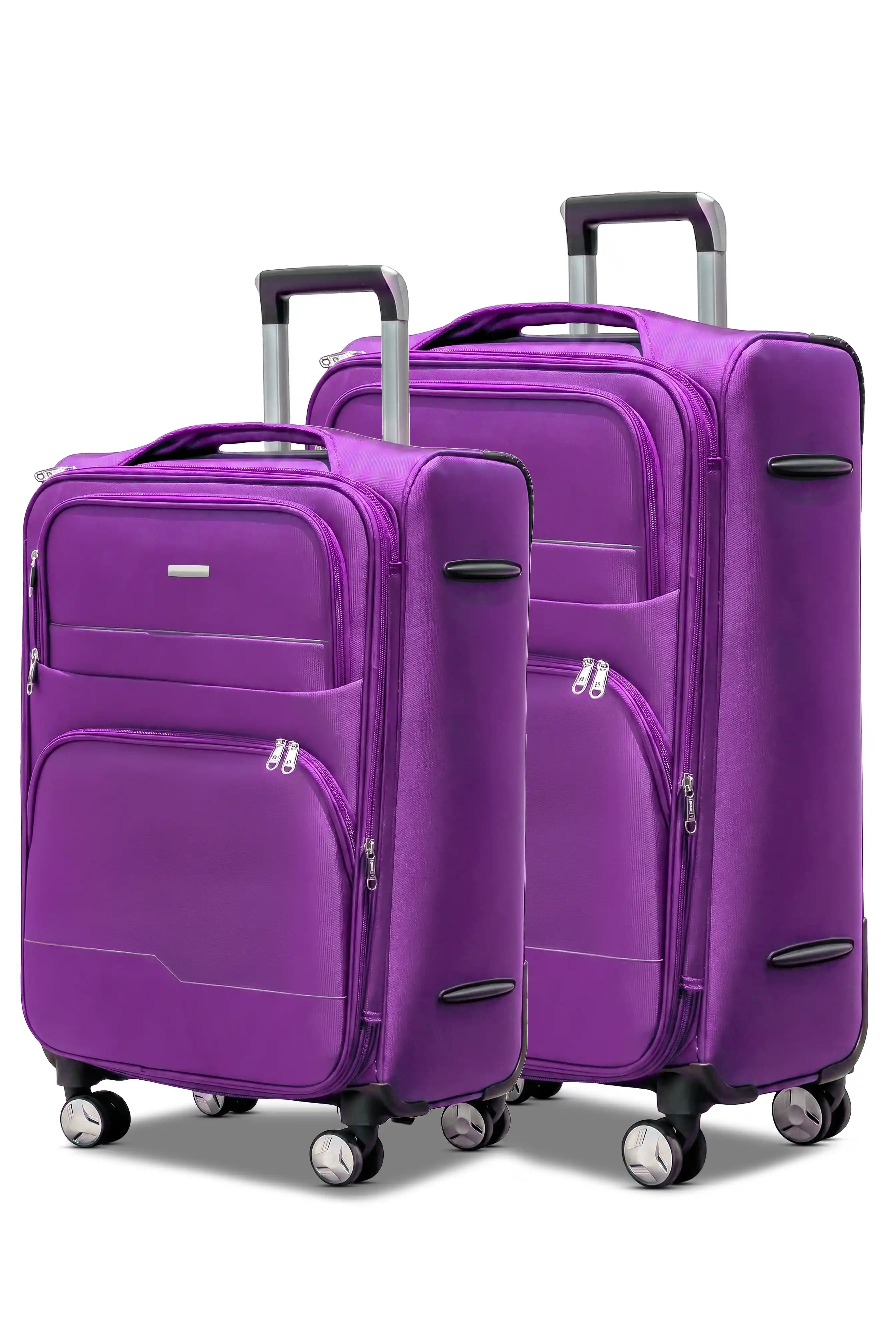 Prestige Premium Nylon Expandable Lightweight 2 Pcs Set (20/24 Inch) Soft Shell Luggage Bag With Combination Lock And Telescopic Handle