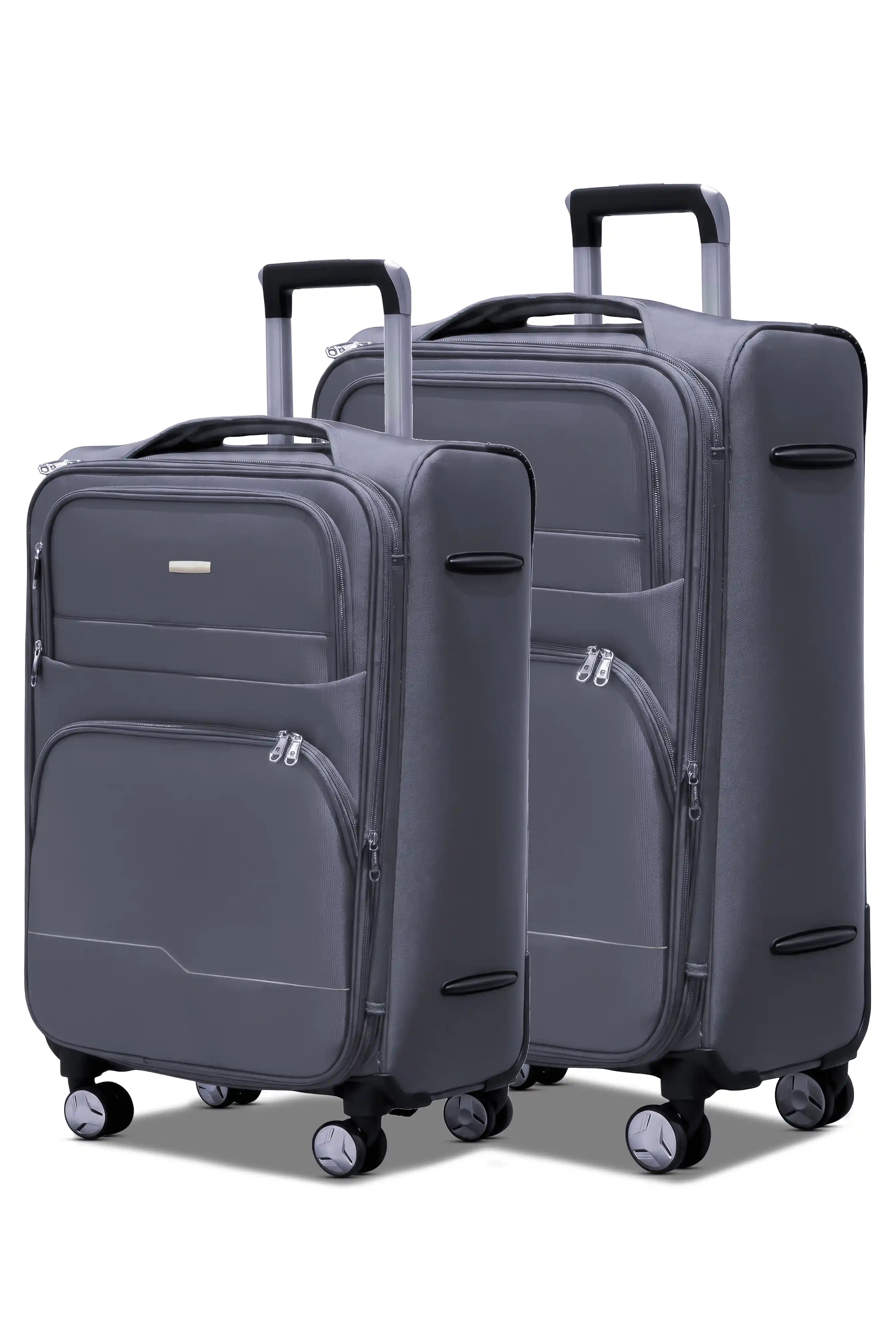 Prestige Premium Nylon Expandable Lightweight 2 Pcs Set (20/24 Inch) Soft Shell Luggage Bag With Combination Lock And Telescopic Handle