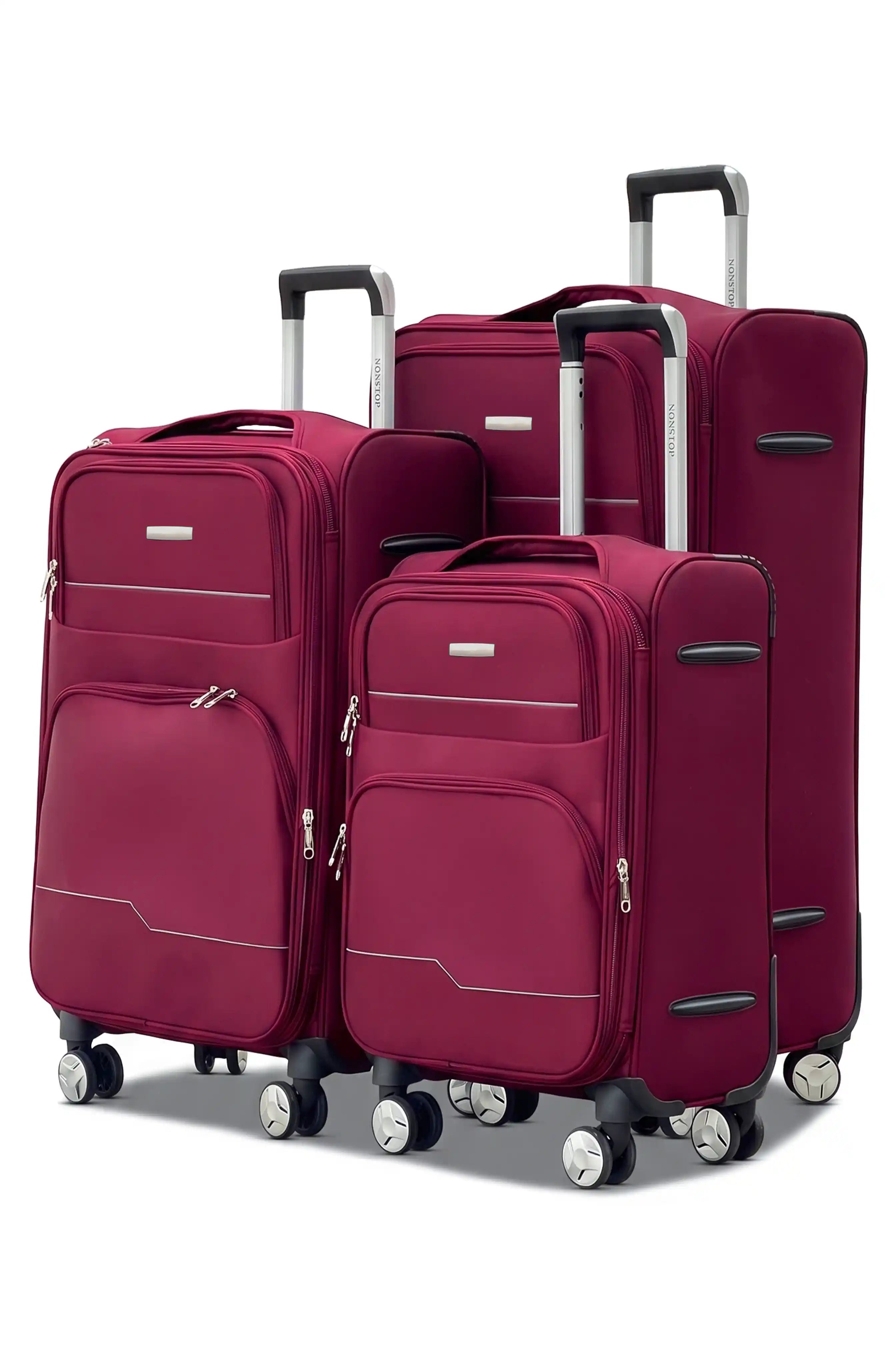 Prestige Premium Nylon Expandable Lightweight 3 Pcs Set (20/24/28 Inch) Soft Shell Luggage Bag With Combination Lock And Telescopic Handle