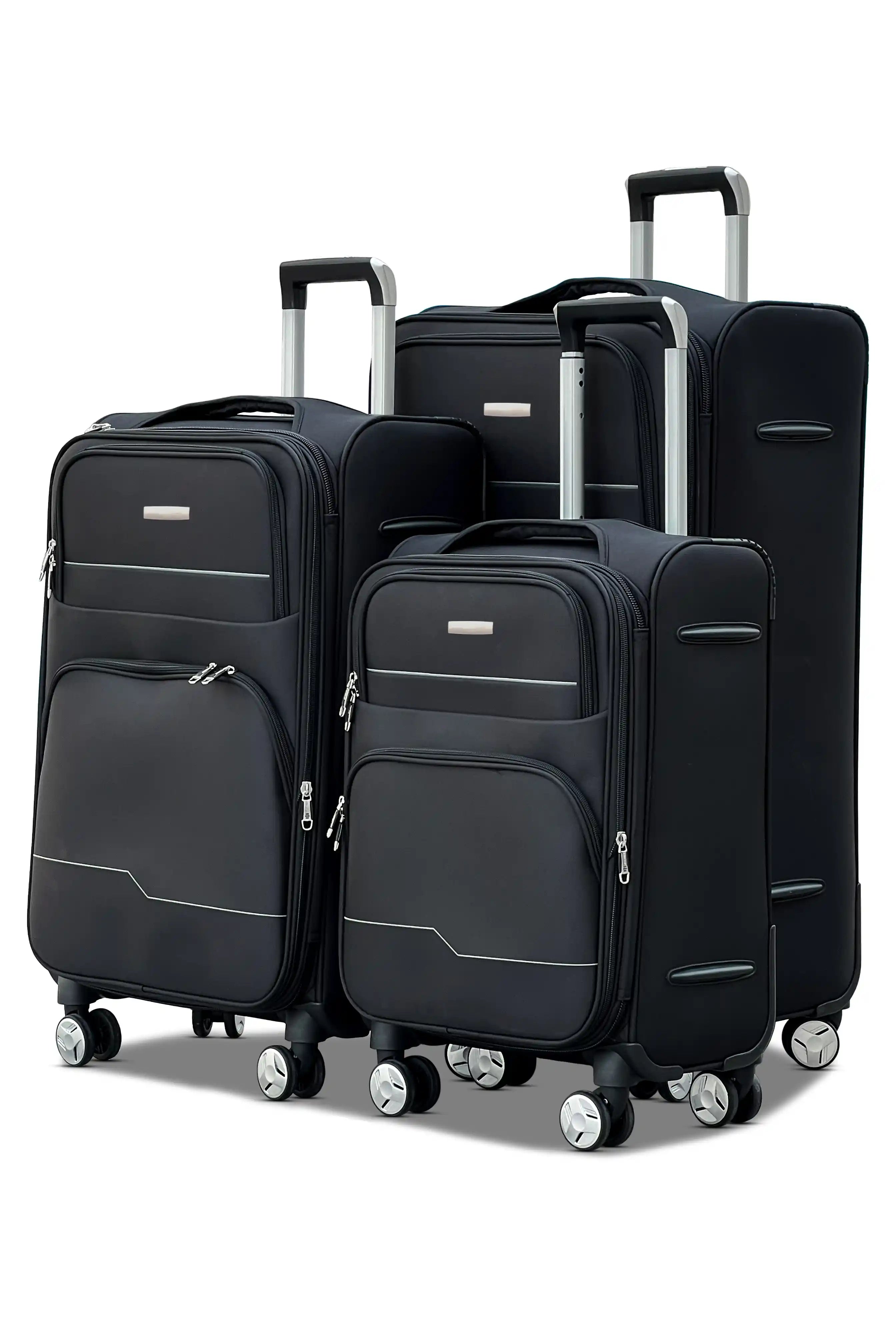 Prestige Premium Nylon Expandable Lightweight 3 Pcs Set (20/24/28 Inch) Soft Shell Luggage Bag With Combination Lock And Telescopic Handle