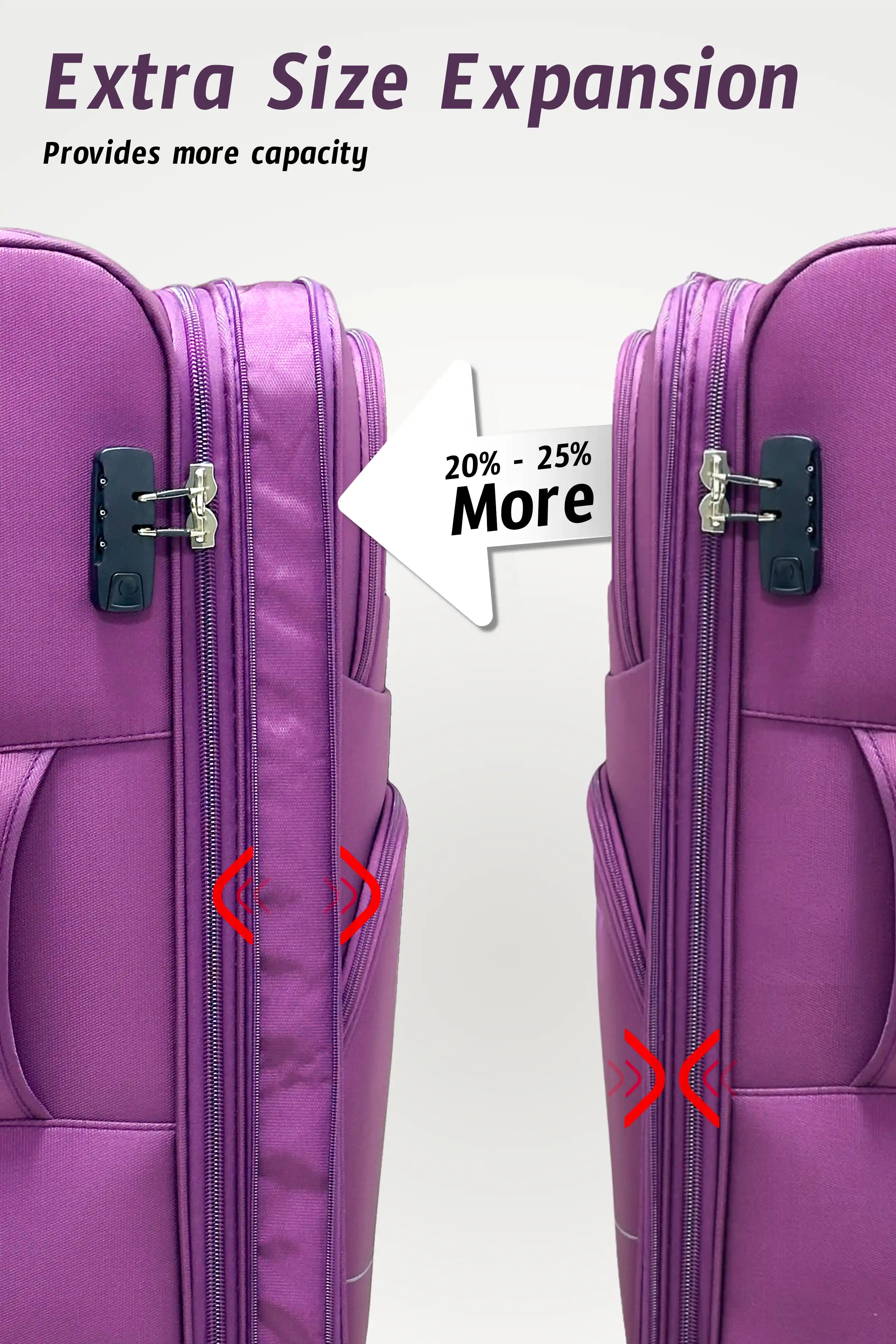 28 Inch Large Size Checked In Prestige Premium Nylon Expandable Lightweight Soft Shell Luggage Bag With Combination Lock And Telescopic Handle