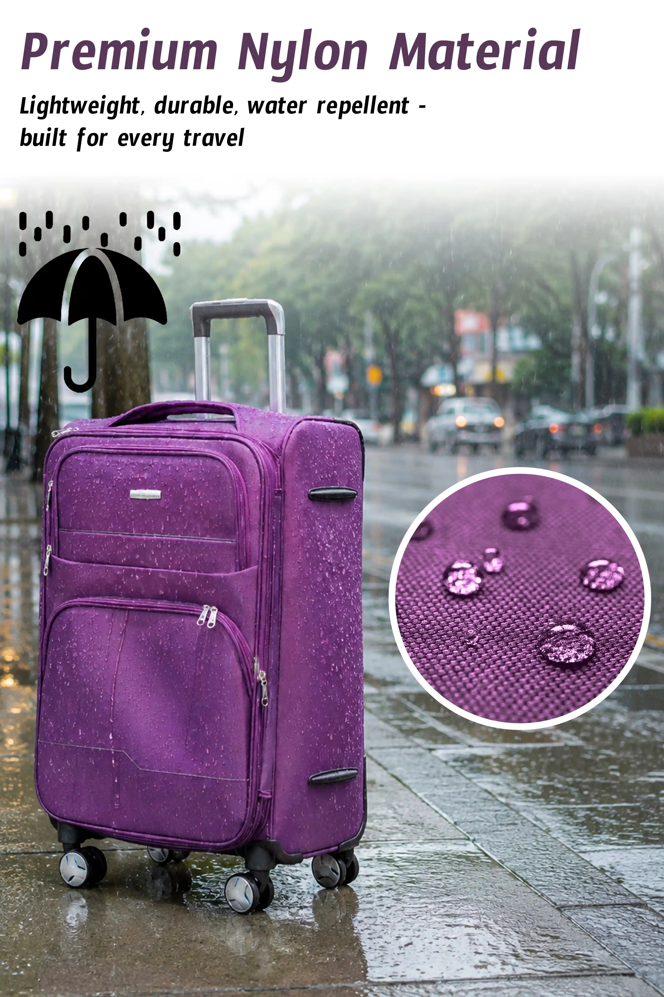 28 Inch Large Size Checked In Prestige Premium Nylon Expandable Lightweight Soft Shell Luggage Bag With Combination Lock And Telescopic Handle