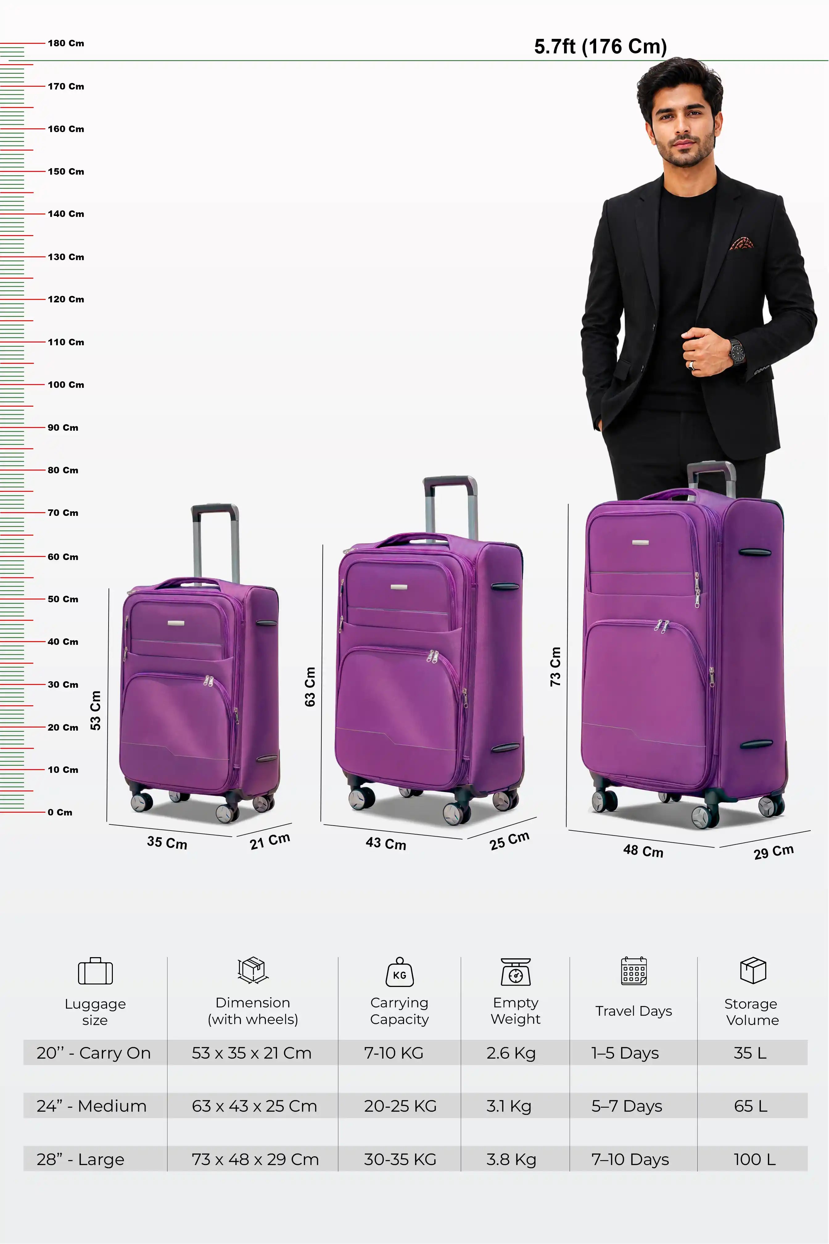 28 Inch Large Size Checked In Prestige Premium Nylon Expandable Lightweight Soft Shell Luggage Bag With Combination Lock And Telescopic Handle