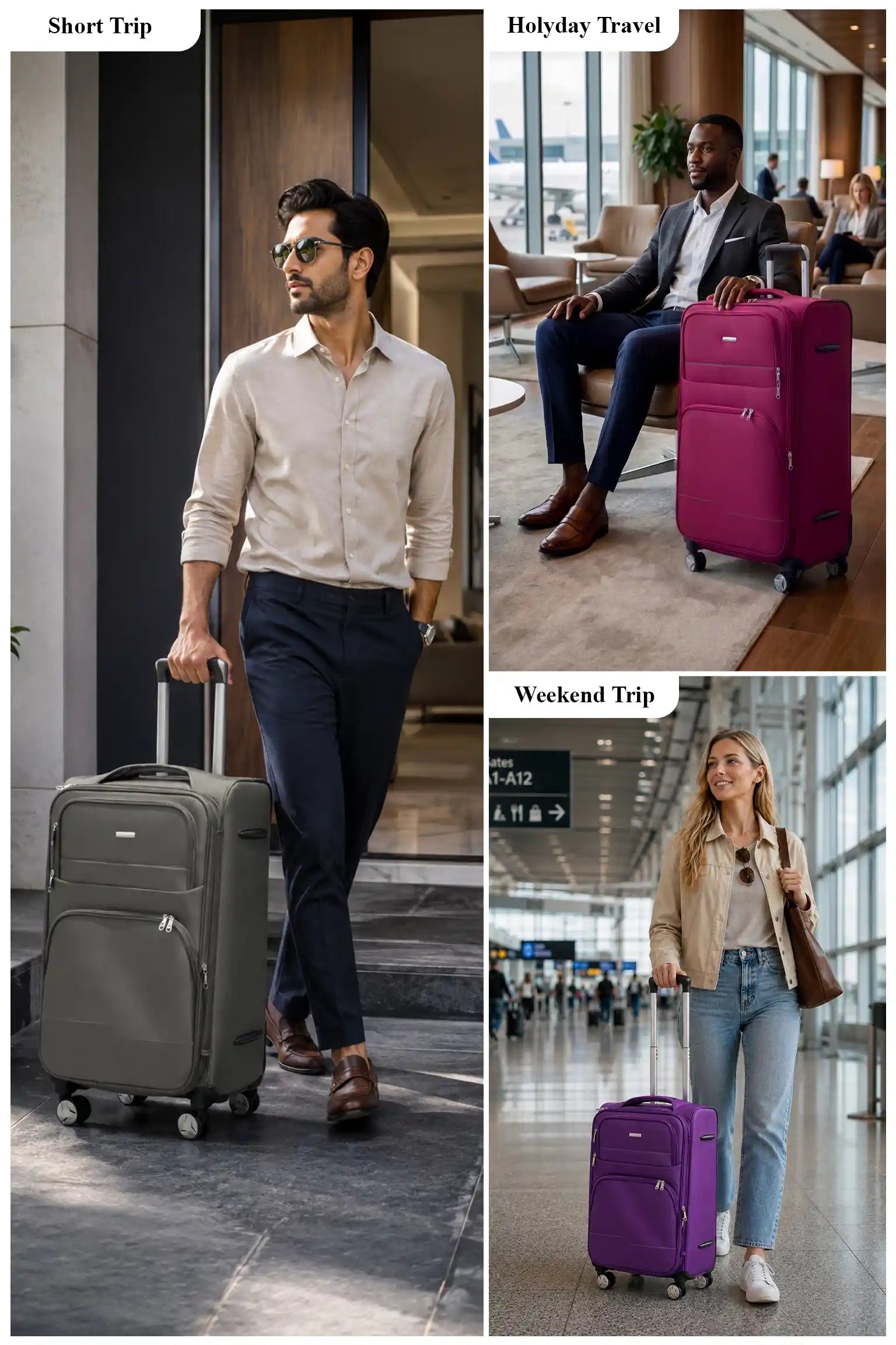 28 Inch Large Size Checked In Prestige Premium Nylon Expandable Lightweight Soft Shell Luggage Bag With Combination Lock And Telescopic Handle