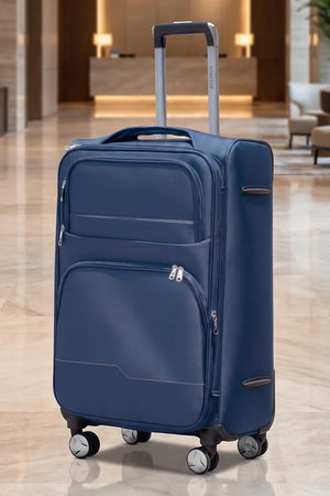 20 Inch Cabin Size Carry On Prestige Premium Nylon Expandable Lightweight Soft Shell Luggage Bag With Combination Lock And Telescopic Handle