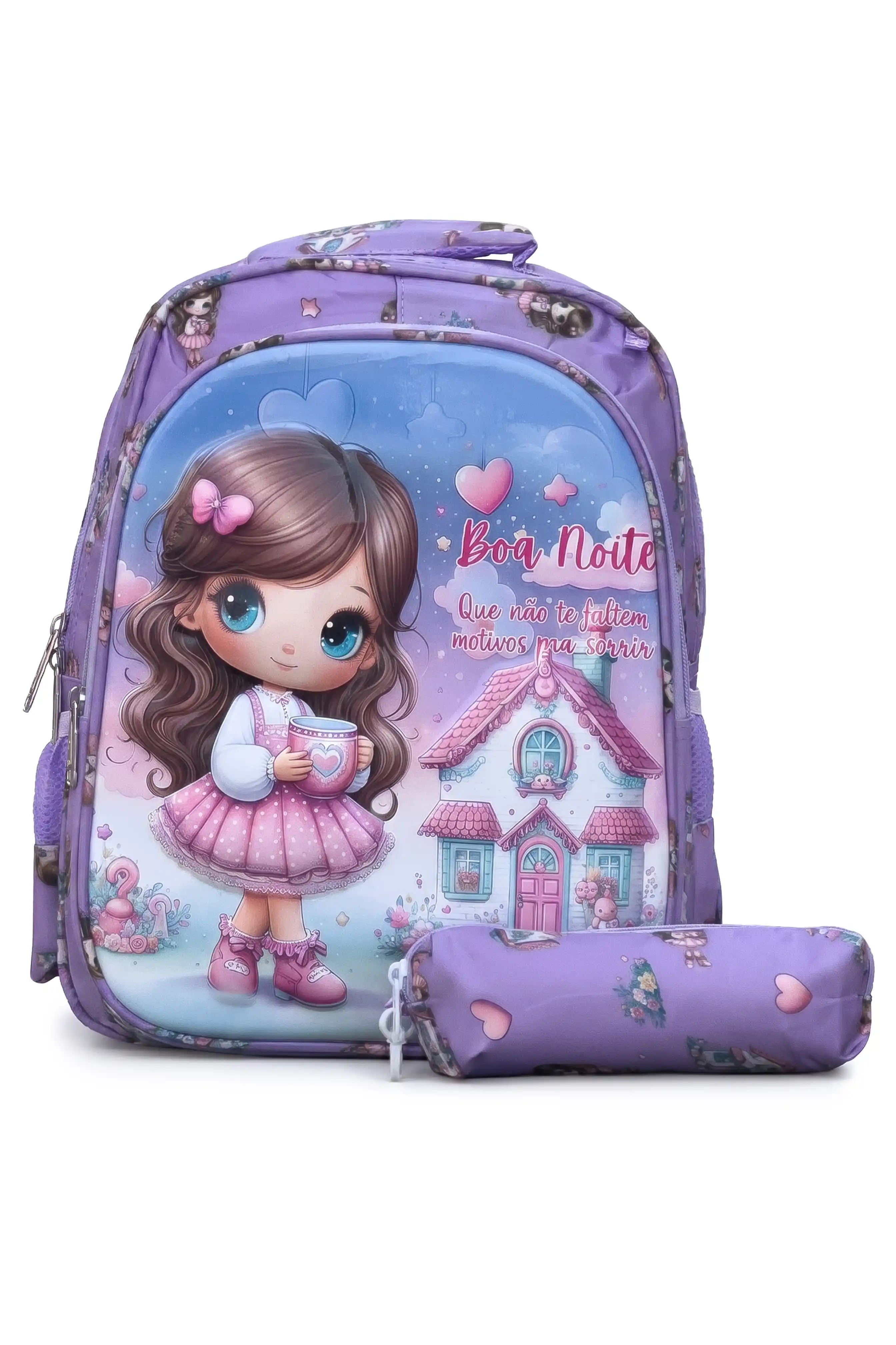 Cute Magic Printed Kids 14 Inch School Bag with Pencil Pouch, 4-12 Years With Adjustable Strap Buckle