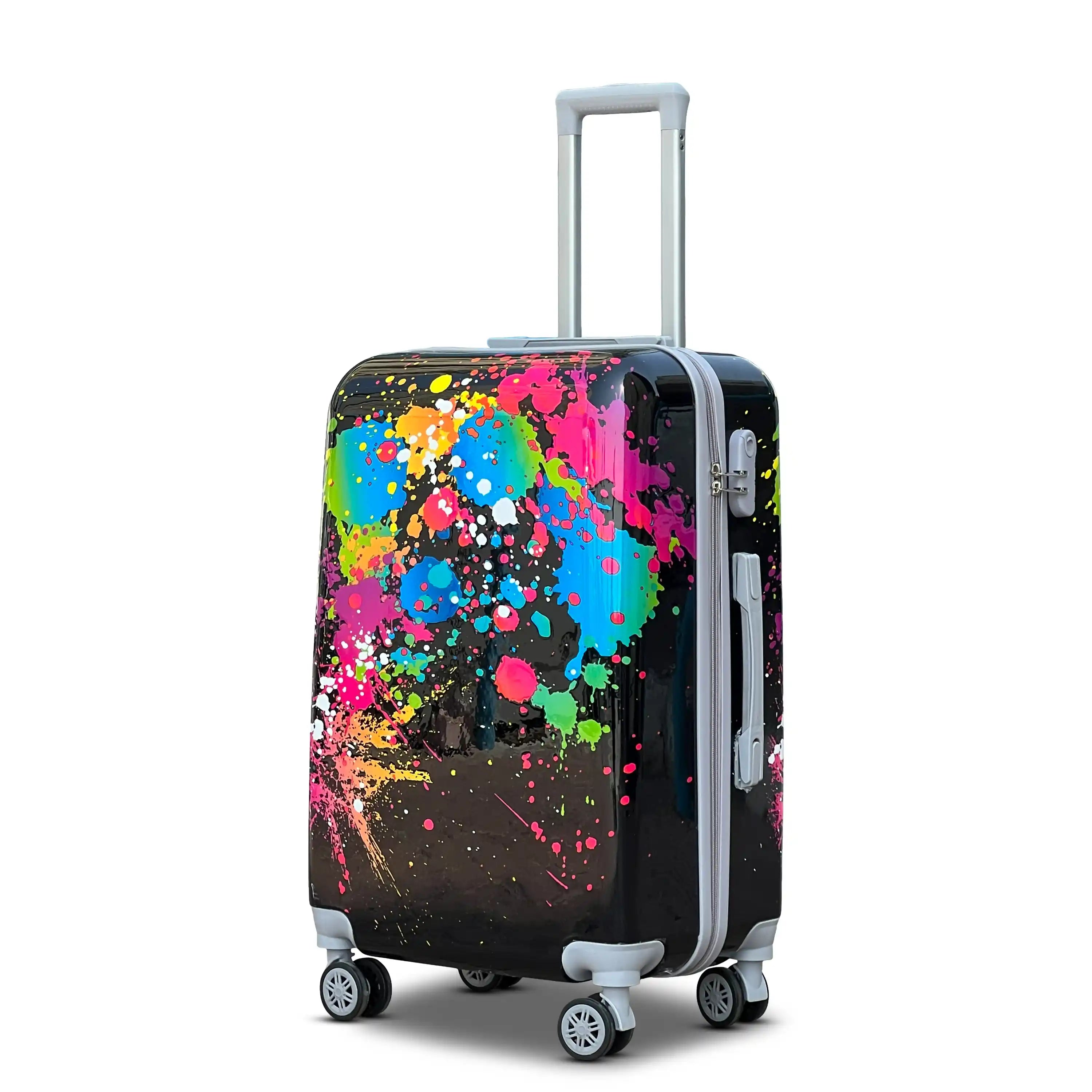 24 Inch Medium Size Printed Splash Paint Travel Luggage Bag | Suitcase with Spinner Wheels