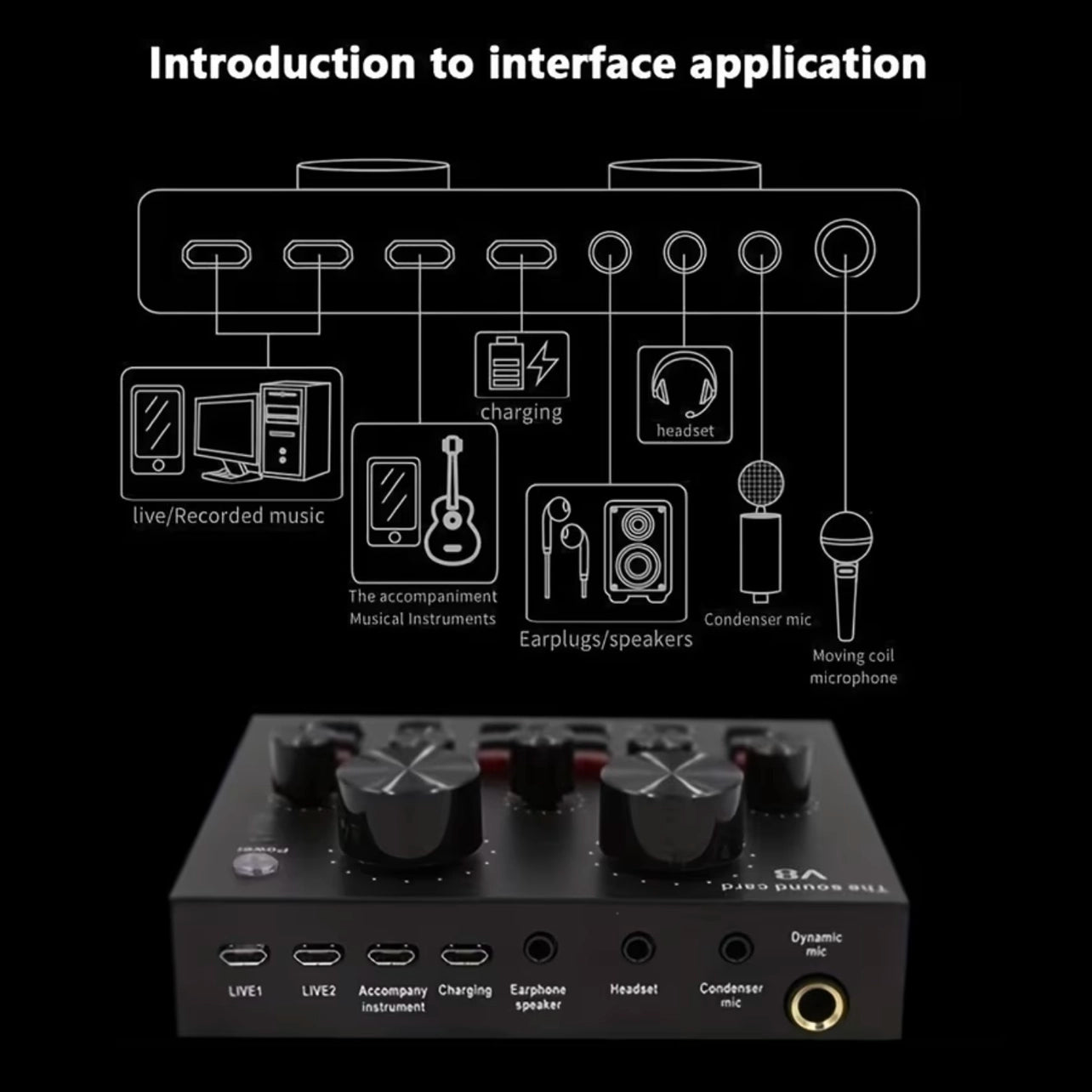 Professional Studio Recording Microphone BM 800 | V8 Live Sound Card Combo | Free Head Set