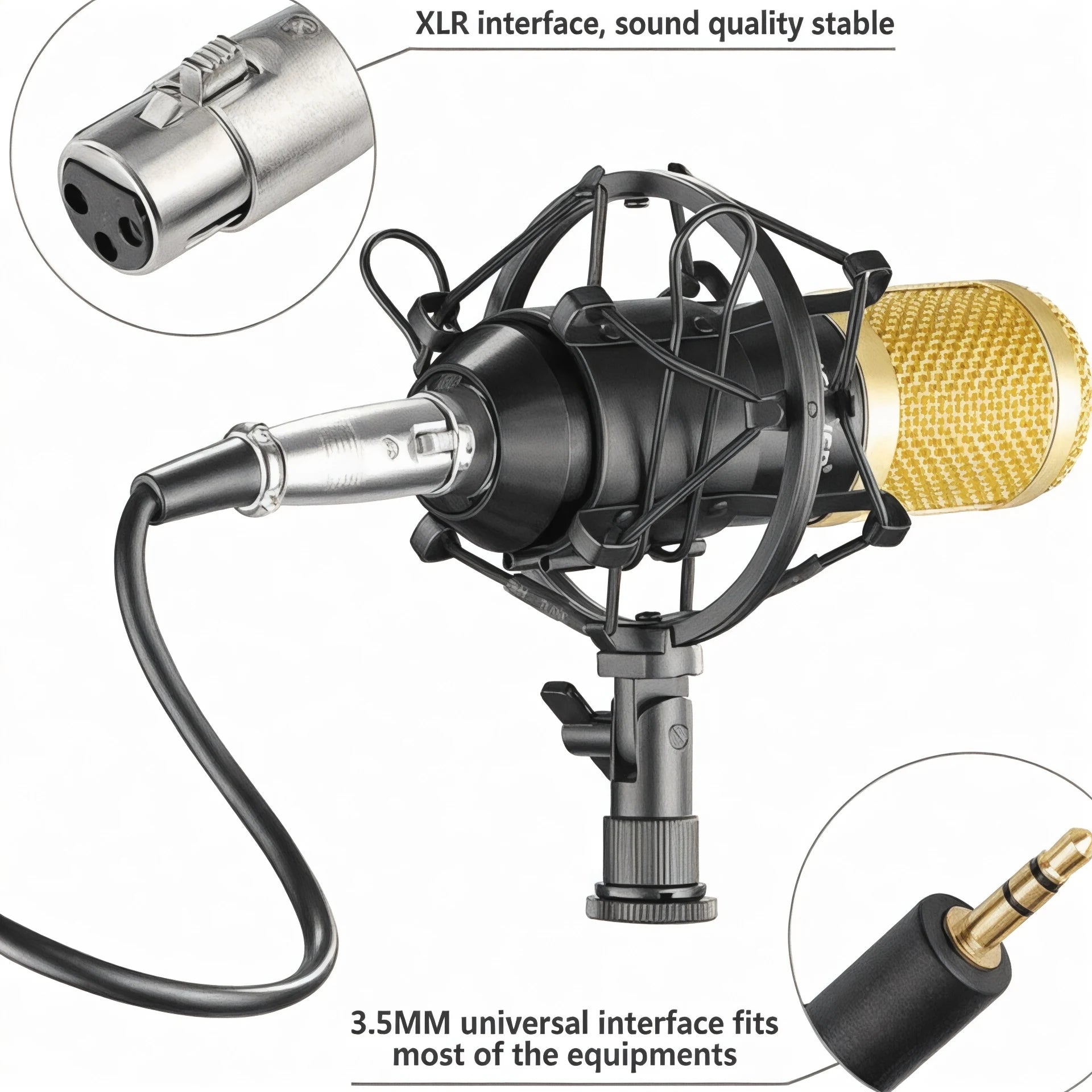Professional Studio Recording Microphone BM 800 | V8 Live Sound Card Combo | Free Head Set