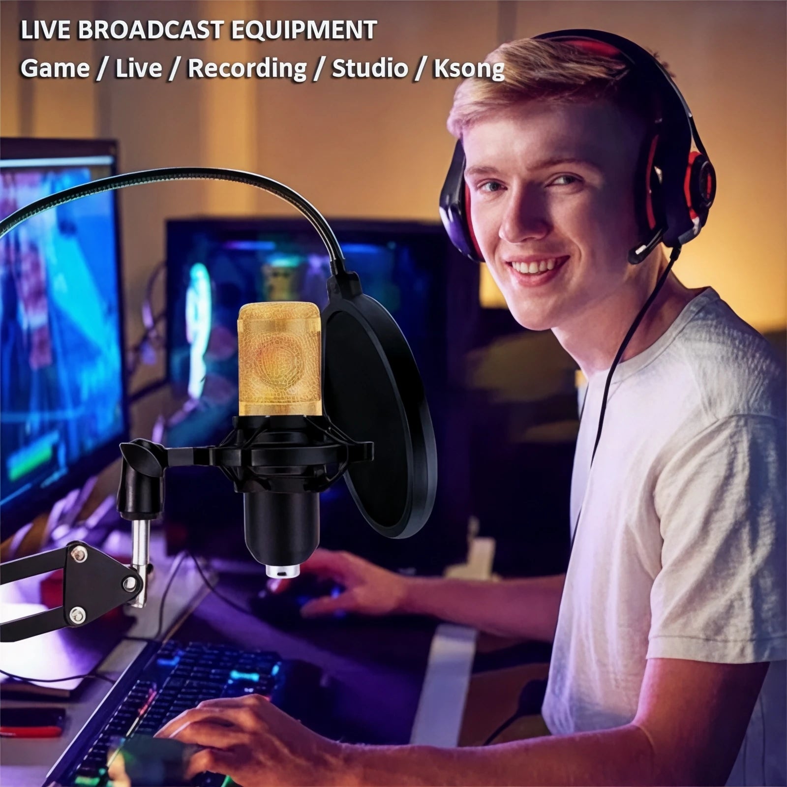Professional Studio Recording Microphone BM 800 | V8 Live Sound Card Combo | Free Head Set