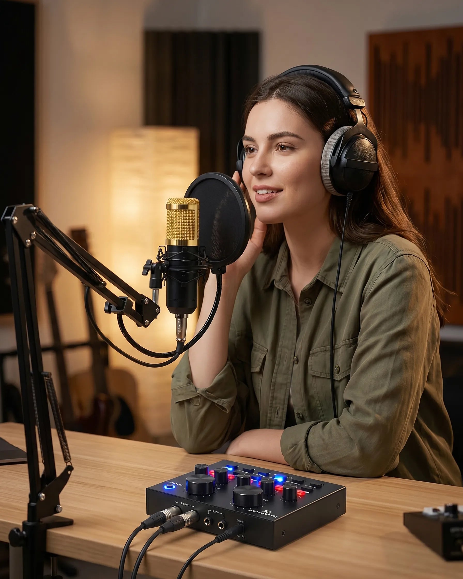 Professional Studio Recording Microphone BM 800 | V8 Live Sound Card Combo | Free Head Set