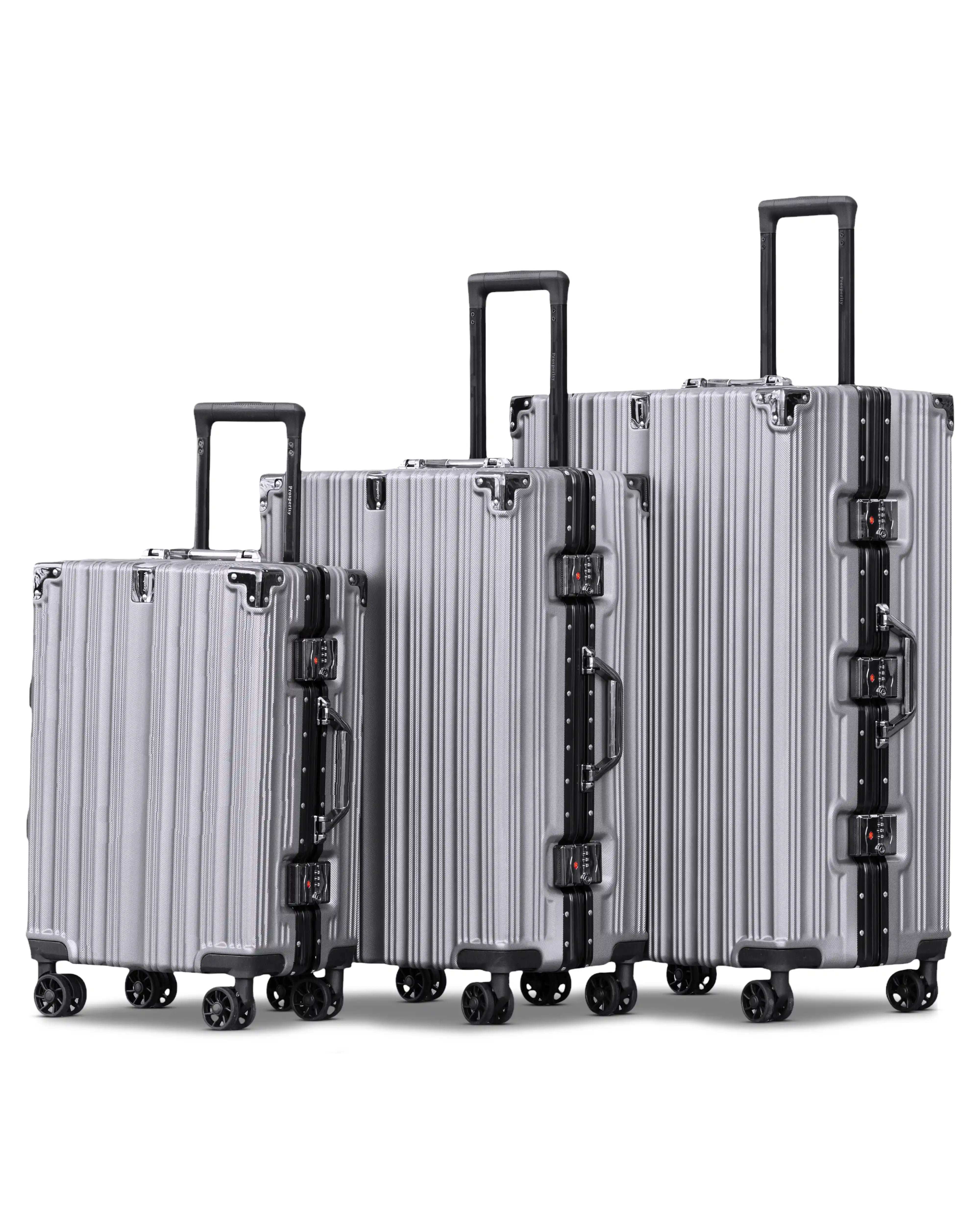 Prosp Premium Aluminum Hard Shell Luggage | Zipperless Suitcase Set with TSA Lock | Silent 360° Spinner Wheels | 3 Piece Set 20" 24" 28" Inches