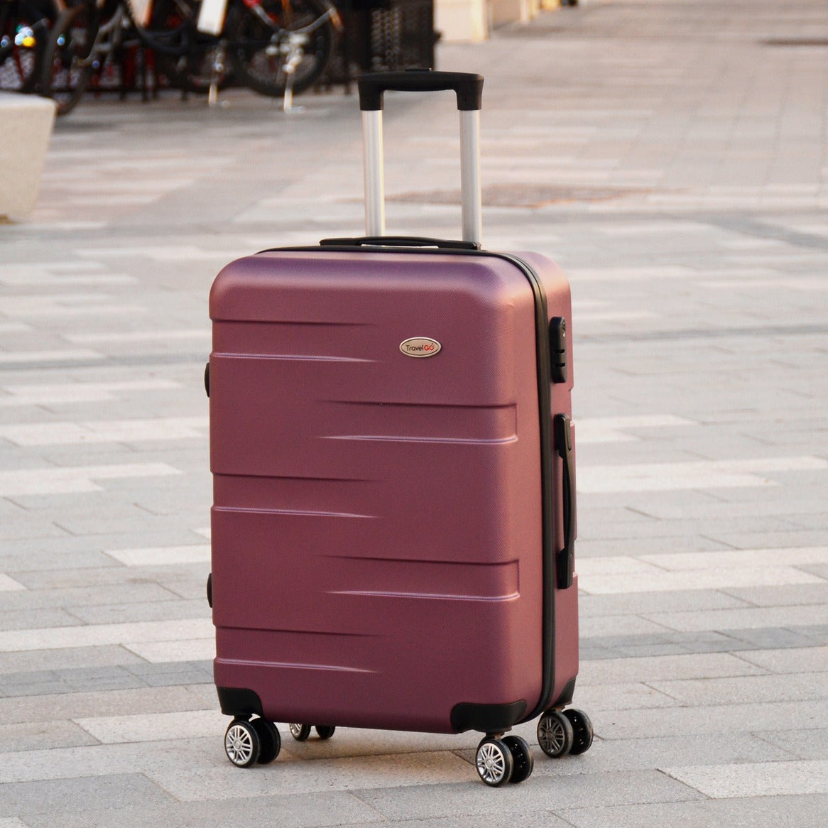 20" Purplish Red Colour JIAN ABS 559 Luggage Lightweight Hard Case Carry On Trolley Bag with Spinner Wheel