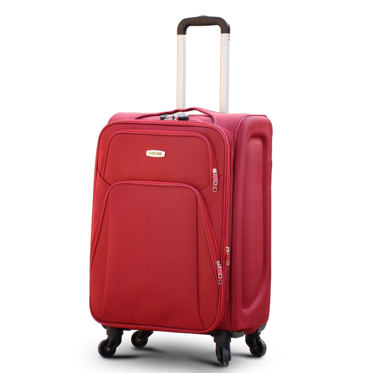 3 Piece Full Set 20" 24" 28 Inches Red Colour SJ JIAN 4 Wheel Luggage Lightweight Soft Material Trolley Bag