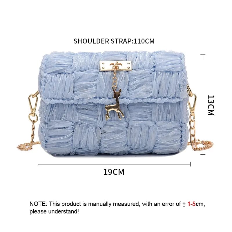 Stylish Chain Strap Ribbon Sling Cross Body Bag For Women