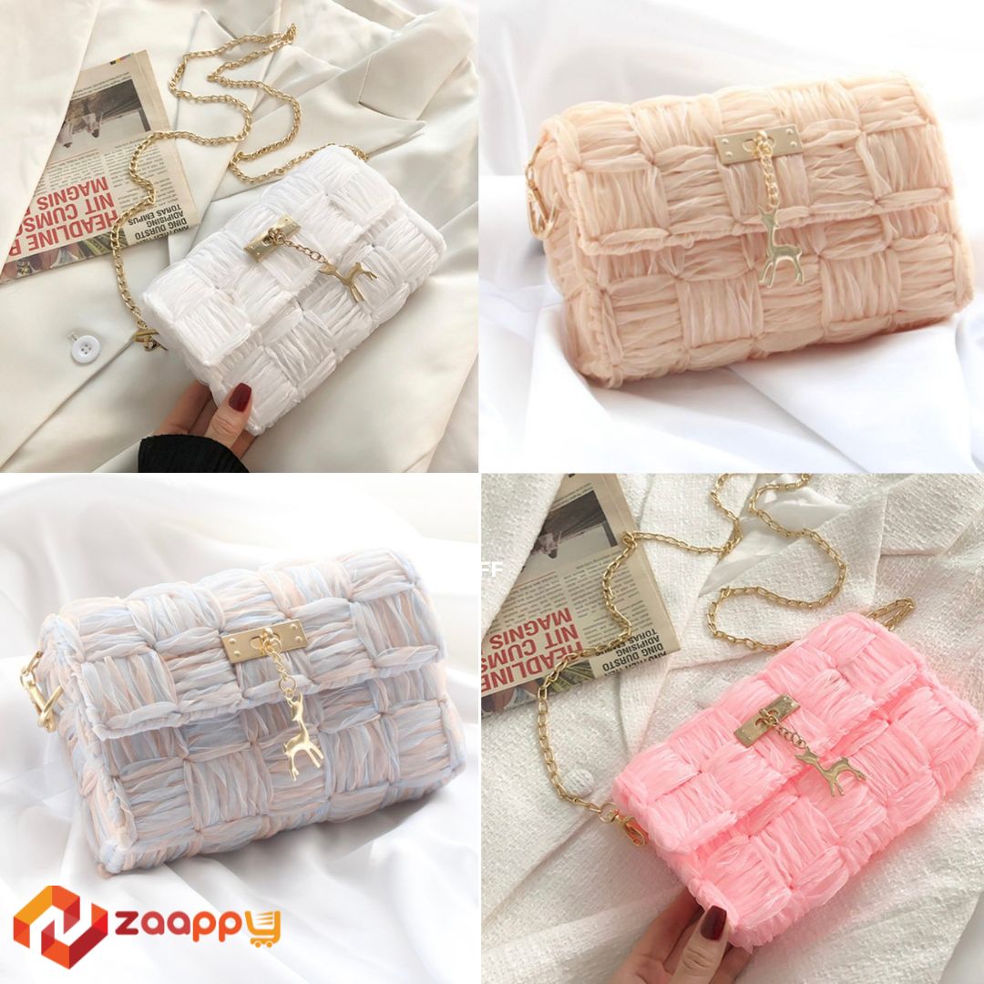 Stylish Chain Strap Ribbon Sling Cross Body Bag For Women Zaappy.com