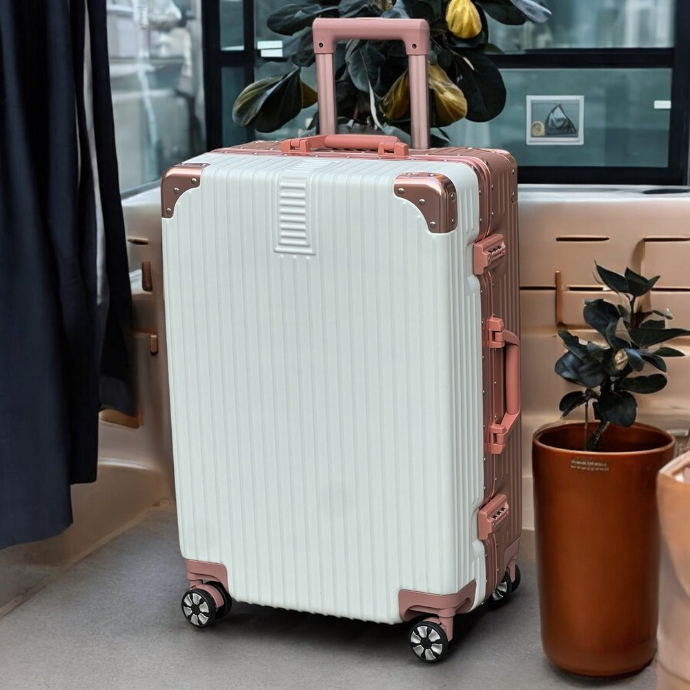 24 Inch Silver Aluminium Framed Hard Shell Without Zipper TSA Luggage Bag with Spinner Wheel