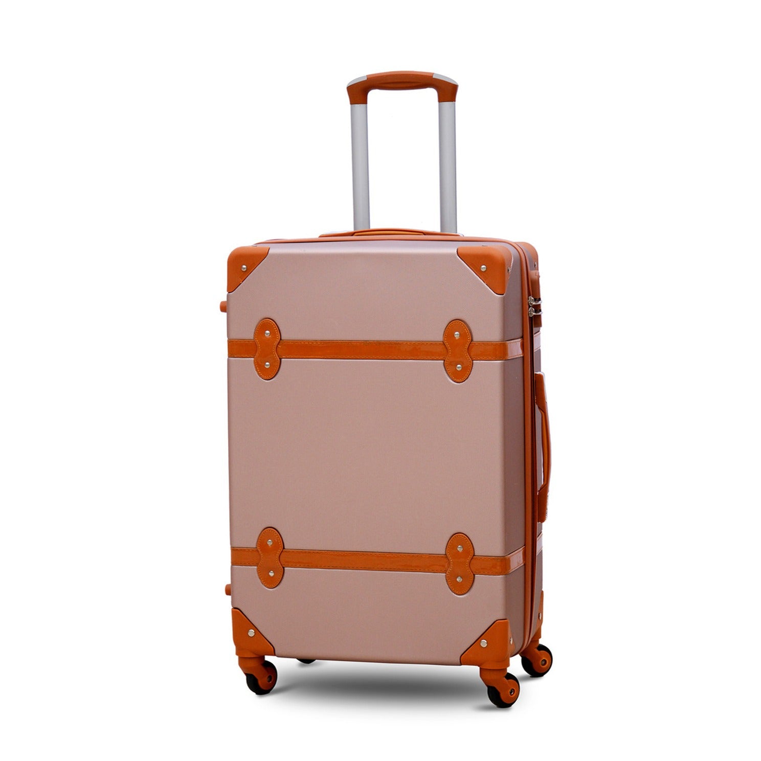 4 Piece Set 7” 20” 24” 28 inches Rose Gold Corner Guard ABS  Spinner Wheel Luggage Bag