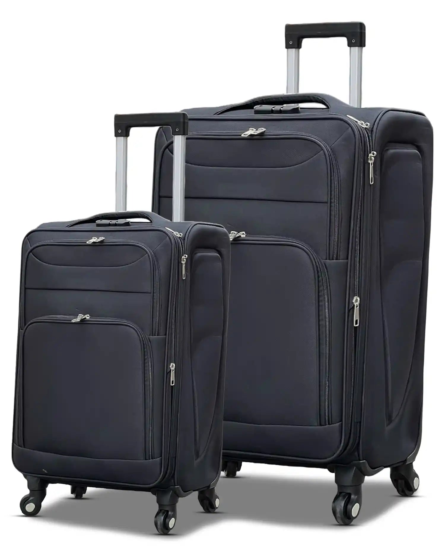 2 Piece Set LP 4 Wheel Soft Material Luggage | Carry-On & Checked Suitcase Combo