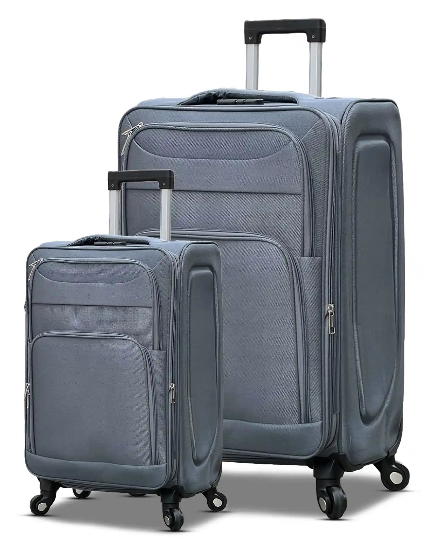 2 Piece Set LP 4 Wheel Soft Material Luggage | Carry-On & Checked Suitcase Combo