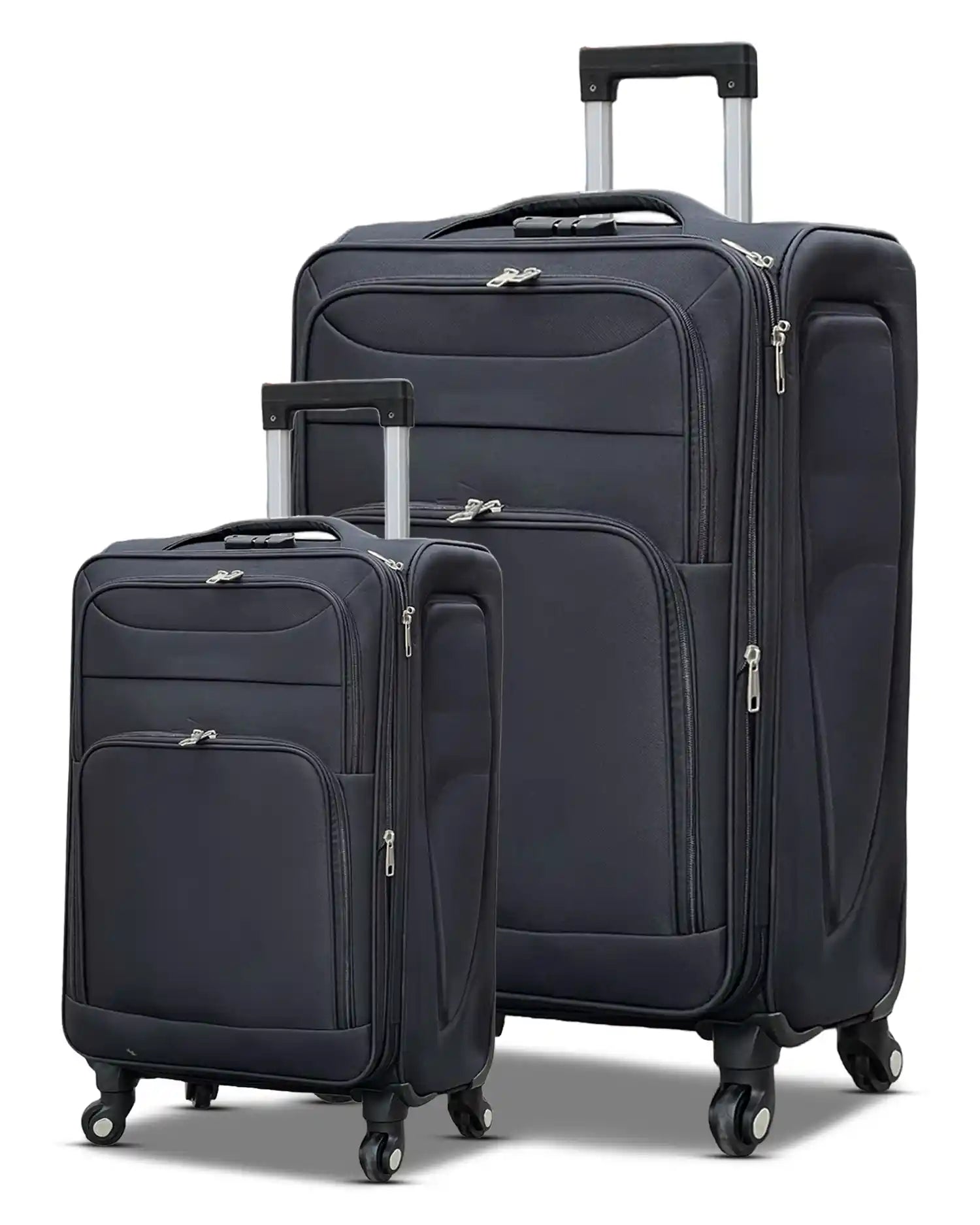2 Piece Set LP 4 Wheel Soft Material Luggage | Carry-On & Checked Suitcase Combo