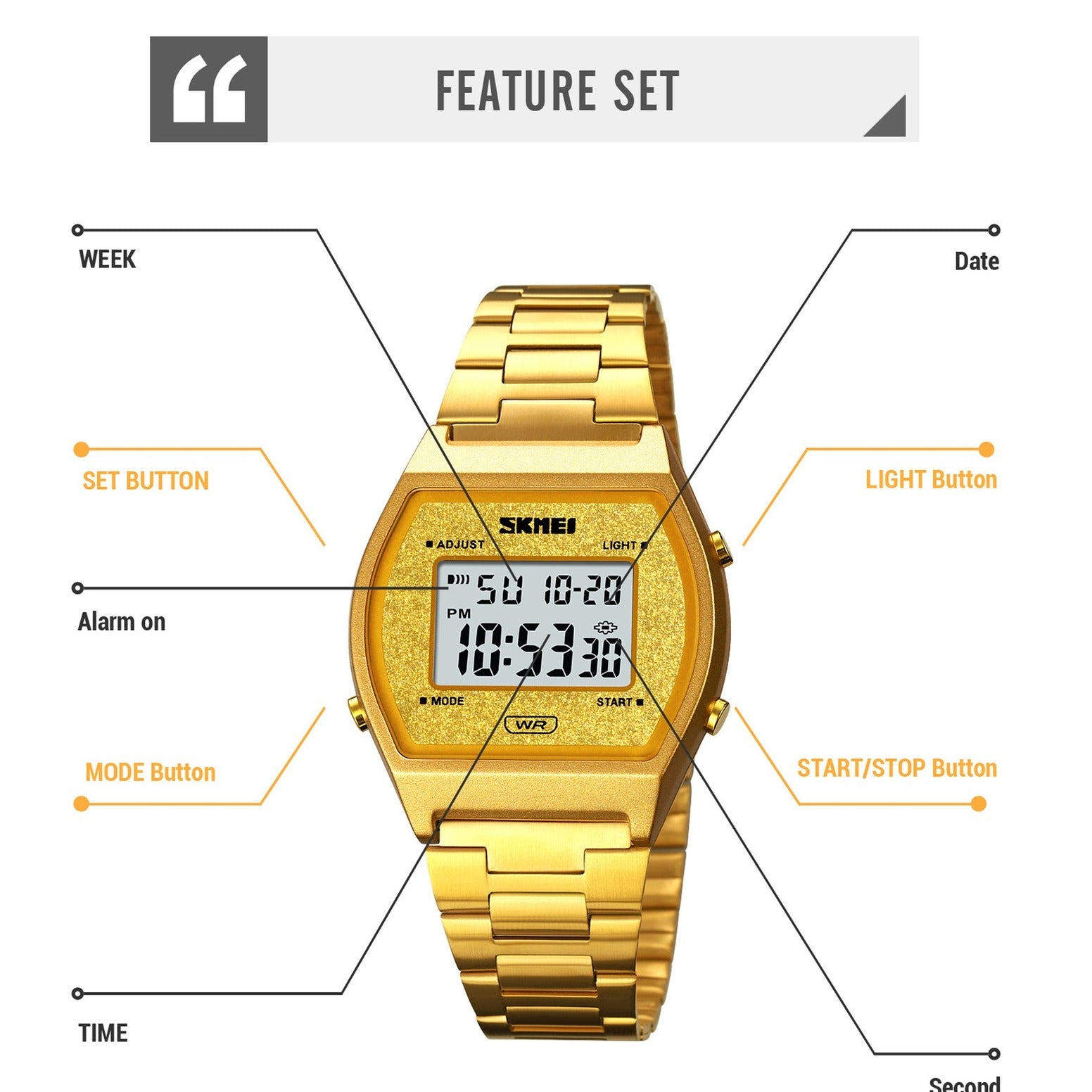 SKMEI Electronic Digital 1328B | Men's Business Watch | Multifunctional Chronograph Watch