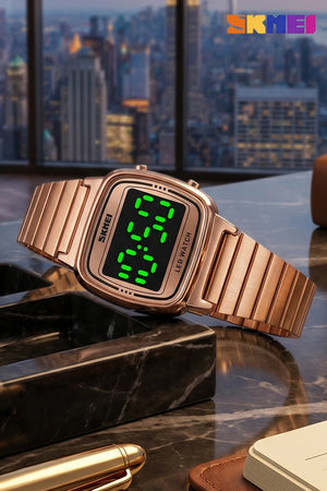 SKMEI G-Digit 1543 Ladies Fashion Wrist Watch | Green LED Display