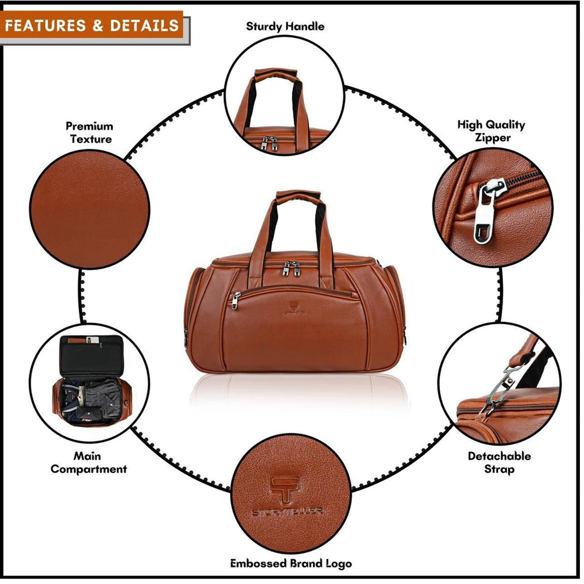 Stylish Leather ST Men Business Duffle Bag | Multifunctional Carry on Travel Bag Zaappy.com