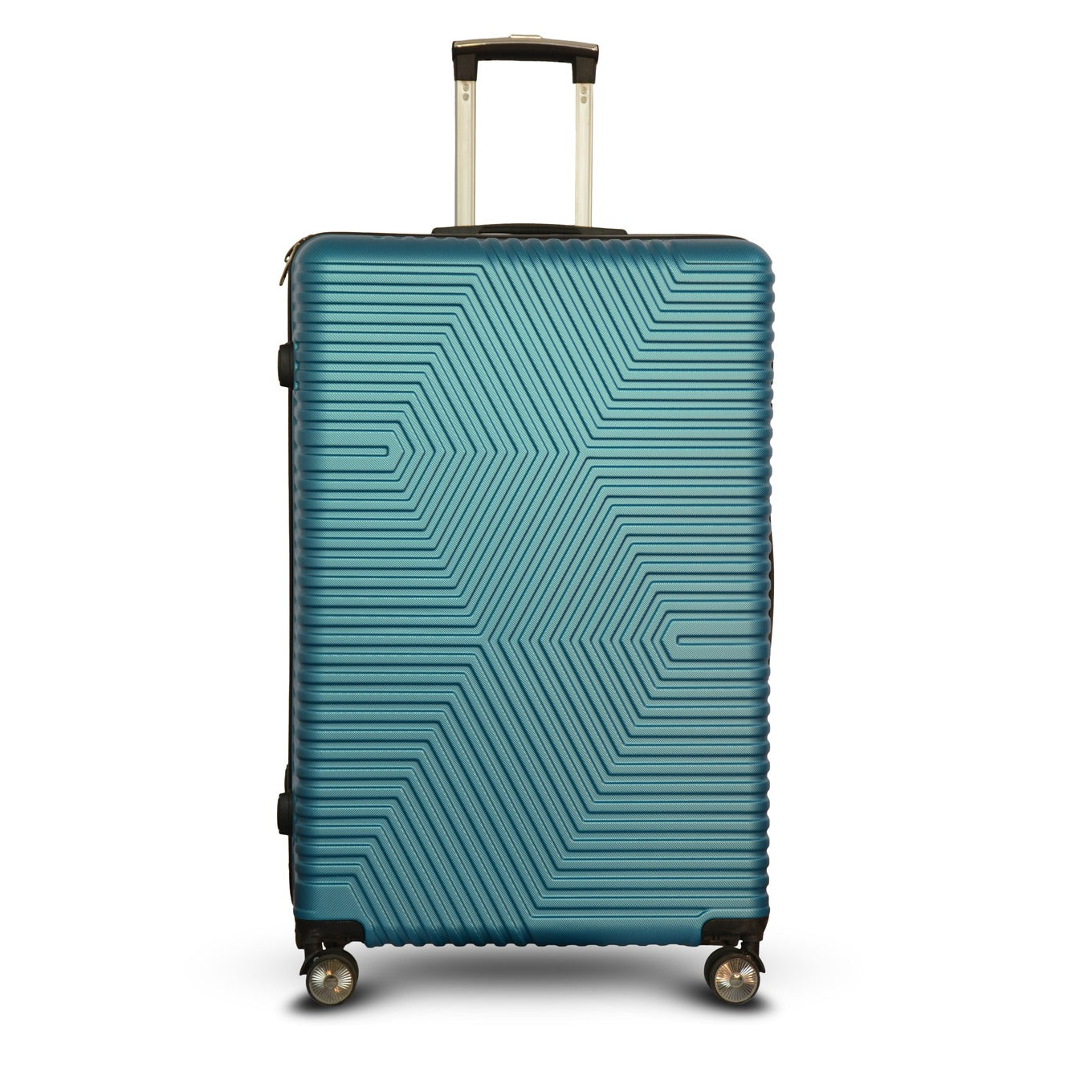  Sea Blue Colour Zig Zag ABS Lightweight Luggage Bag With Double Spinner Wheel Zaappy