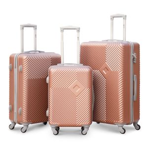 3 Pcs Full Set SI ABS Rose Gold Colour Lightweight Hard Case Luggage 20