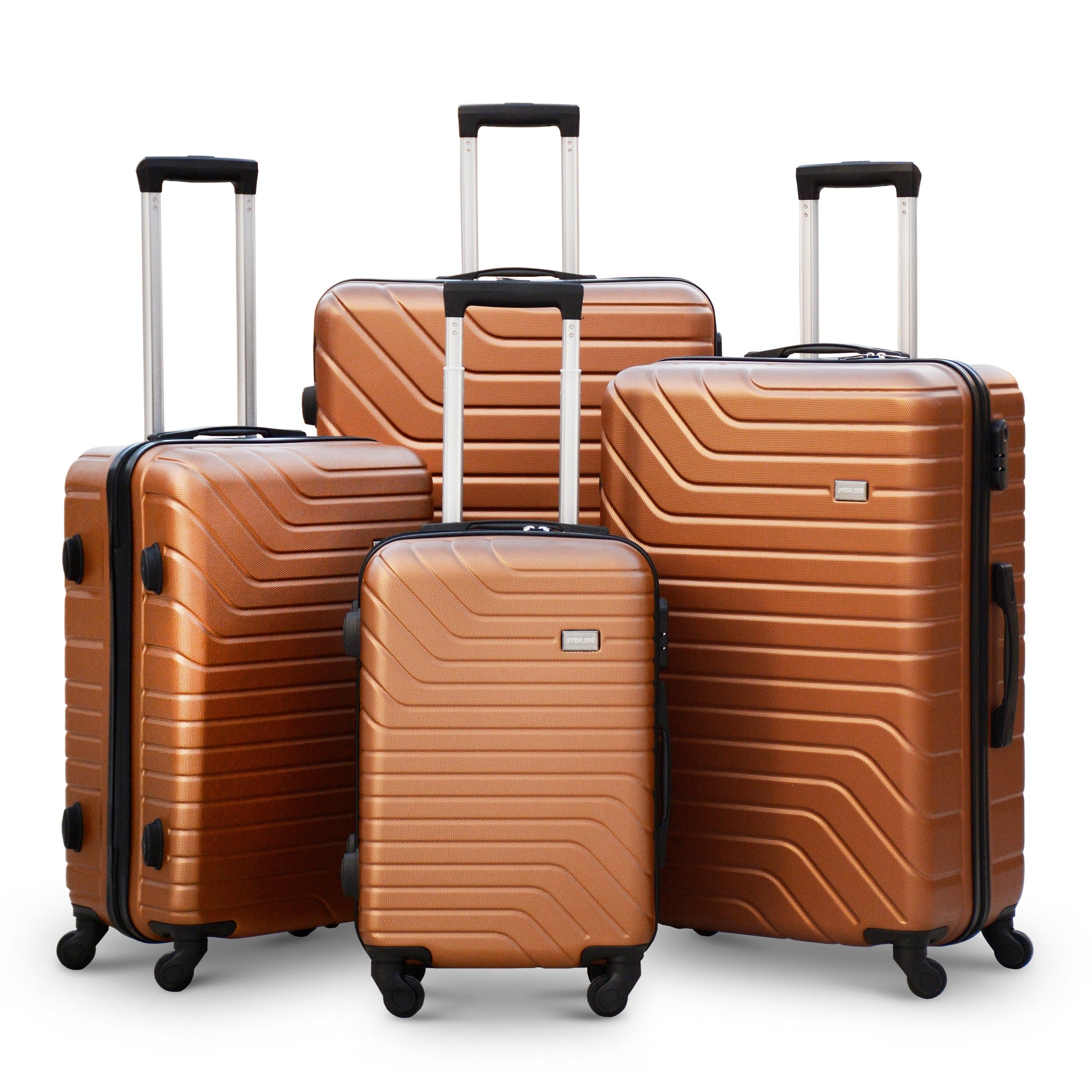 4 Pcs Full Set 20" 24" 28" 32 Inches Coffee Colour SJ New ABS Lightweight Spinner Wheel Travel Luggage