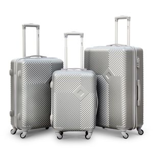 3 Pcs Full Set SI ABS Silver Colour Lightweight Hard Case Luggage 20