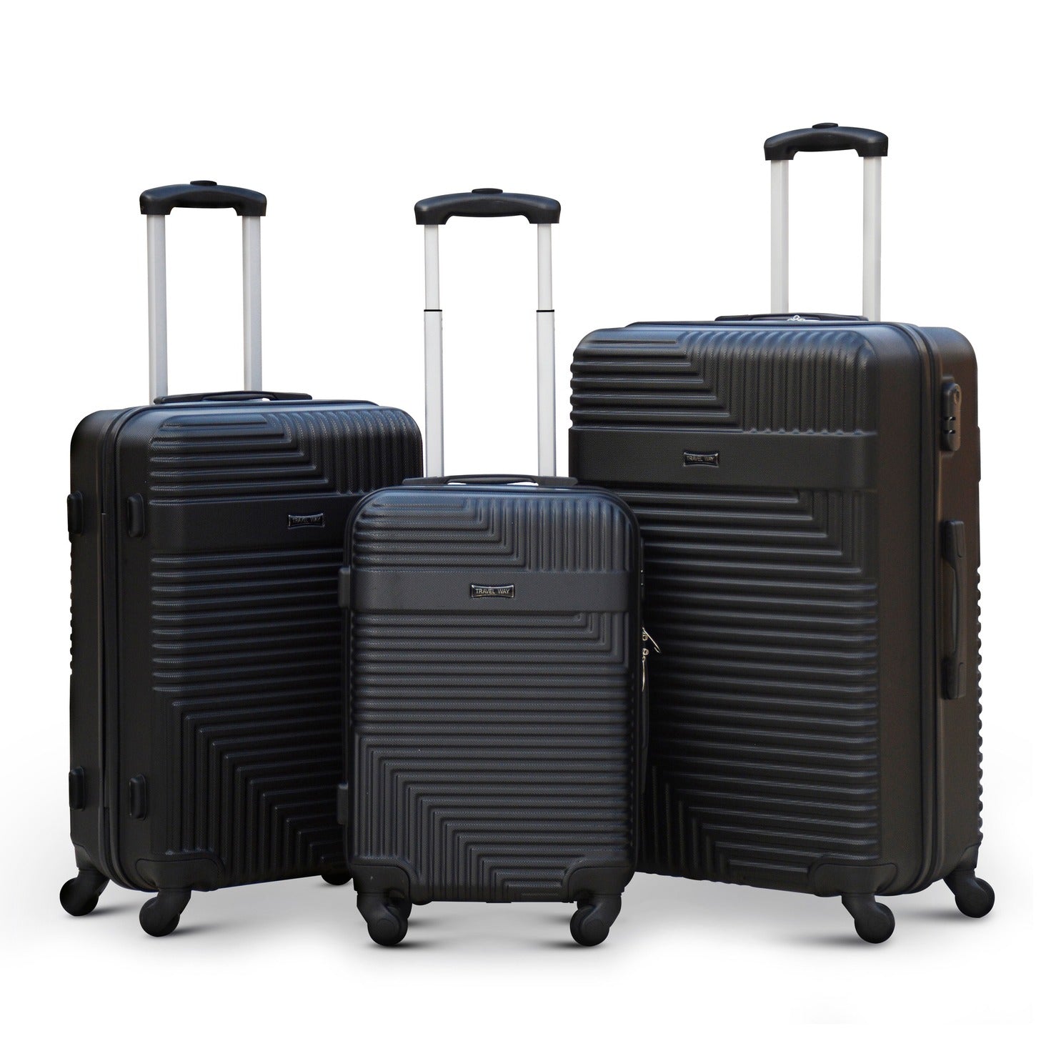 3 Piece Set 20" 24" 28 Inches Black Colour Travel Way ABS Luggage Lightweight Hard Case Spinner Wheel Trolley Bag