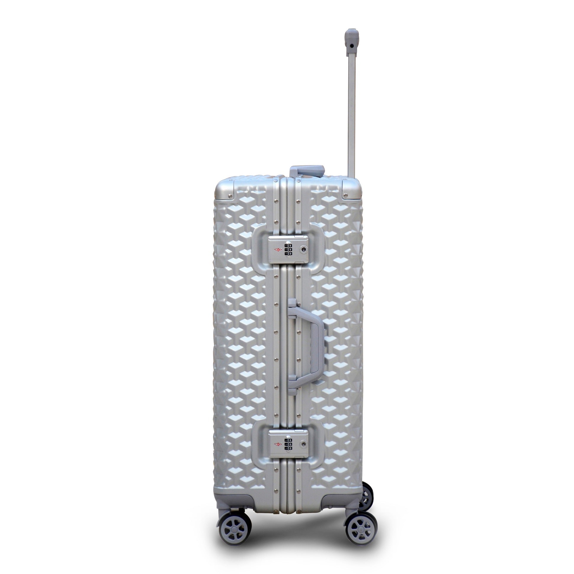 3 Piece Set 20" 24" 28 Inches Silver Colour Aluminium Framed 3D Diamond ABS Hard Shell Without Zipper Luggage Zaappy.com