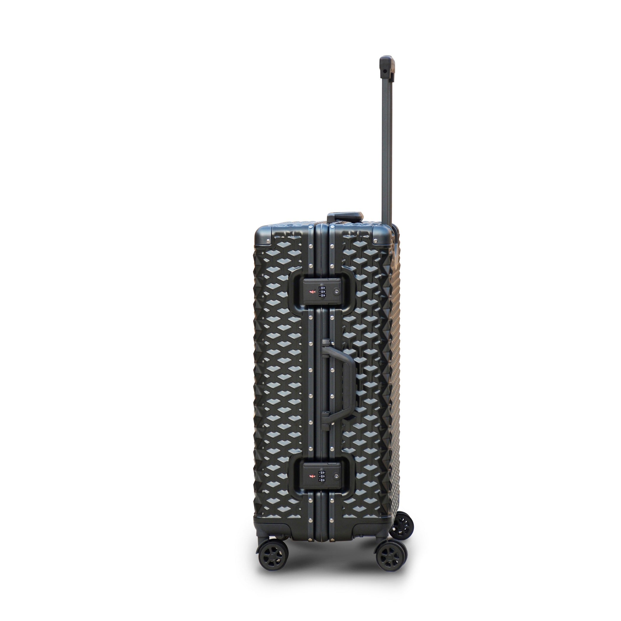 3 Piece Set 20" 24" 28 Inches Grey Colour Aluminium Framed 3D Diamond Hard Shell Without Zipper TSA Luggage