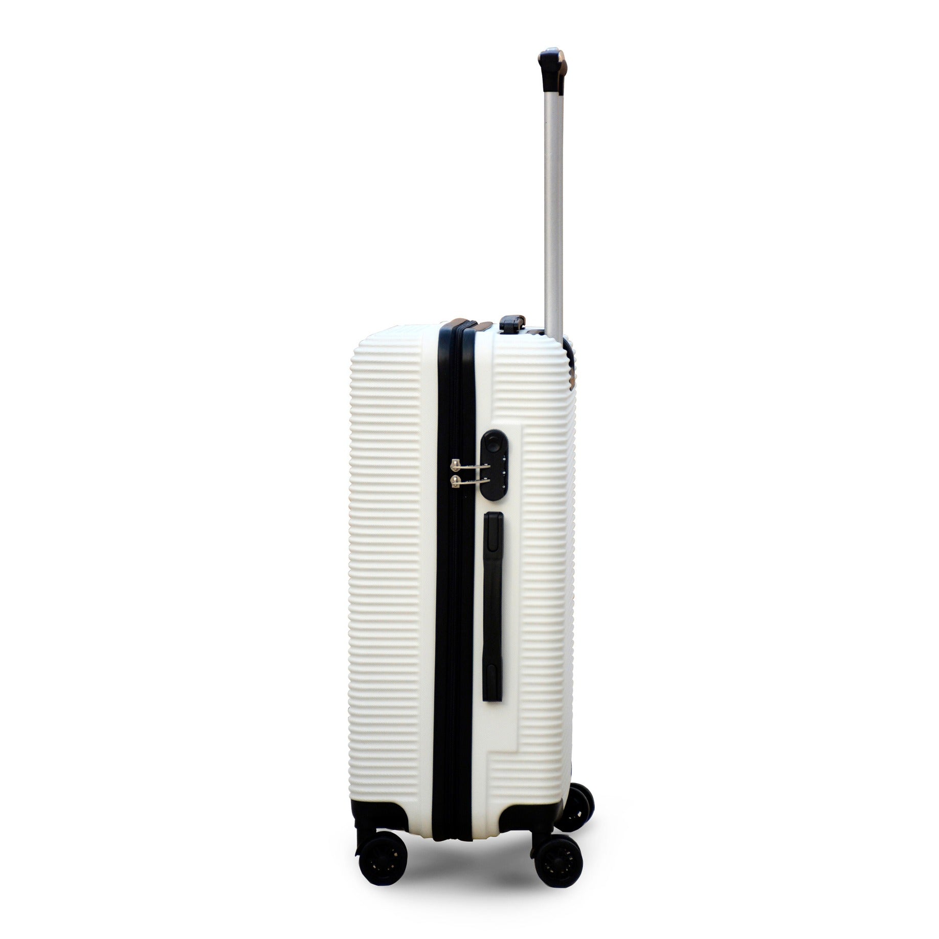 20" White Colour JIAN ABS Line Lightweight Carry On Luggage Bag With Spinner Wheel