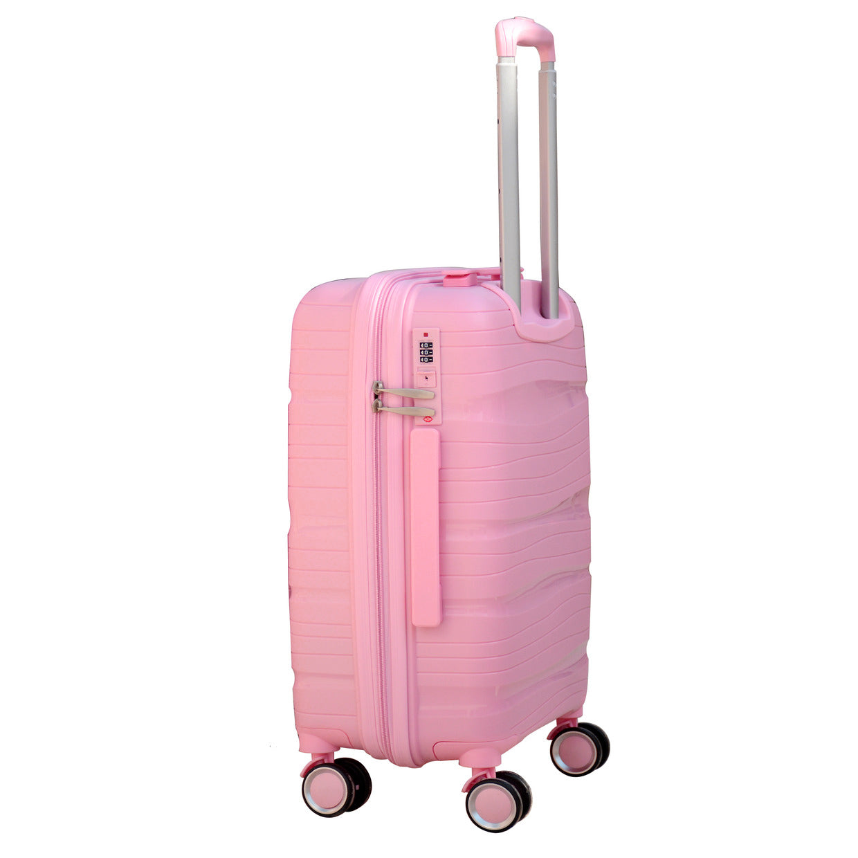 24" Pink Colour Royal PP Luggage Lightweight Hard Case Trolley Bag with Double Spinner Wheel
