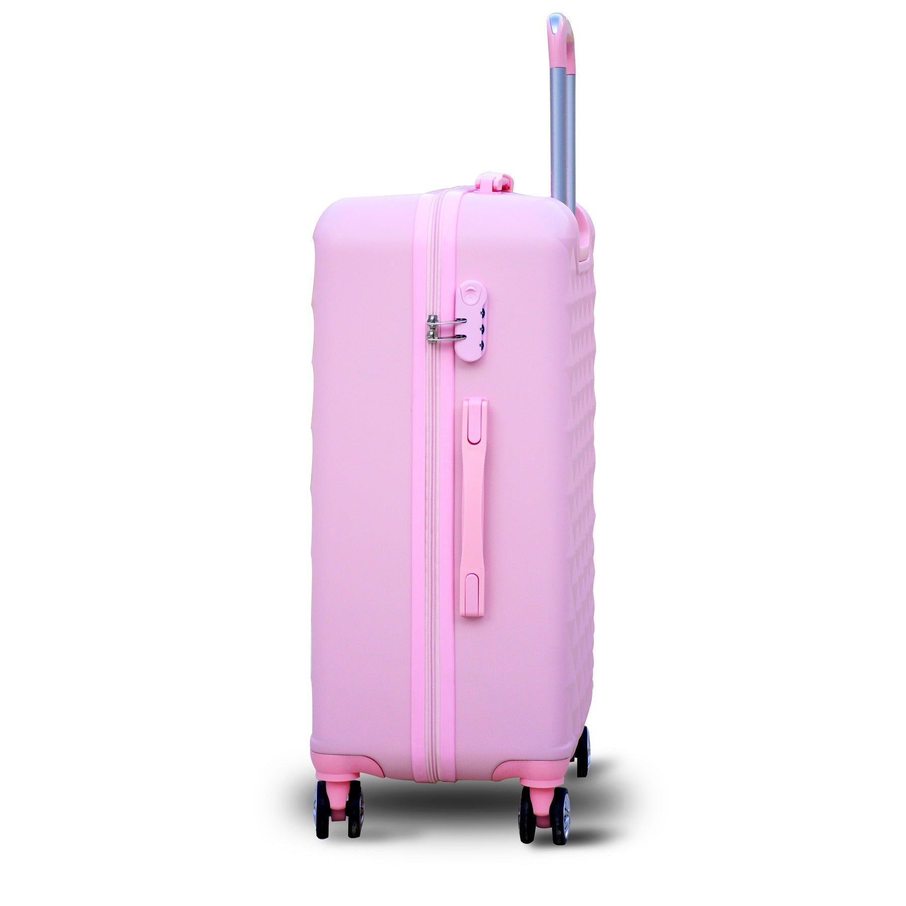 28" Pink Colour Diamond Cut ABS Lightweight Luggage Bag With Spinner Wheel